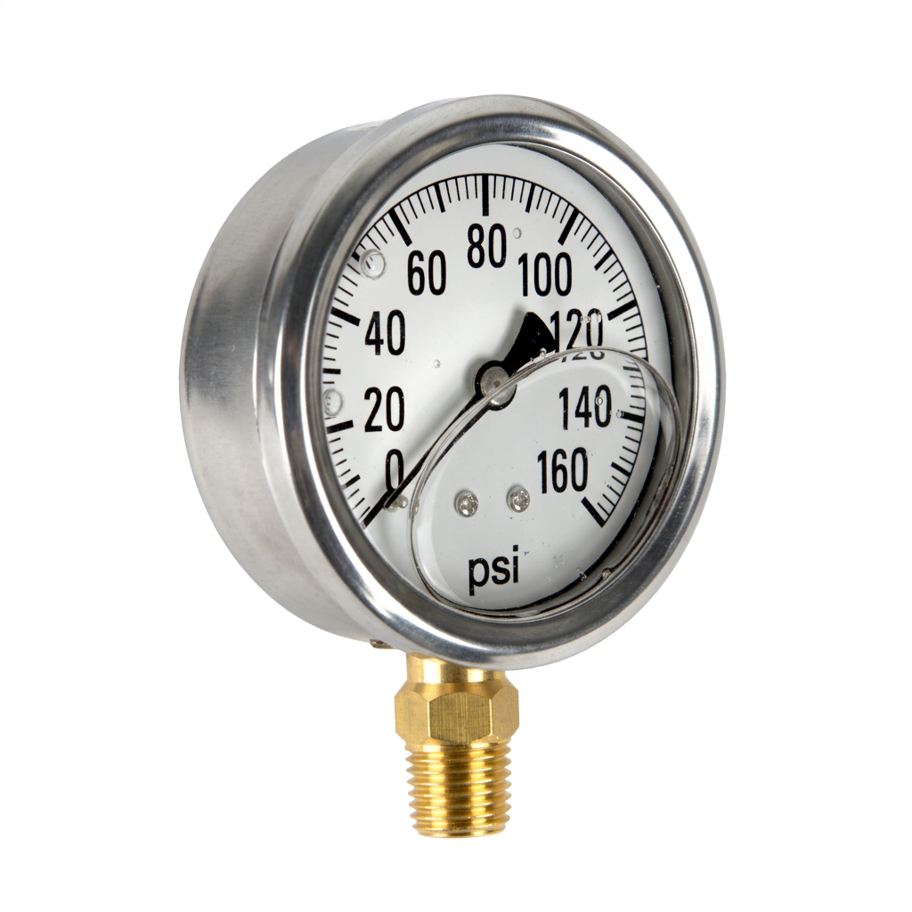 BRABER® Brass Glycerin Gauge 2-1/2" Dial 1/4" MNPT 160 PSI-2