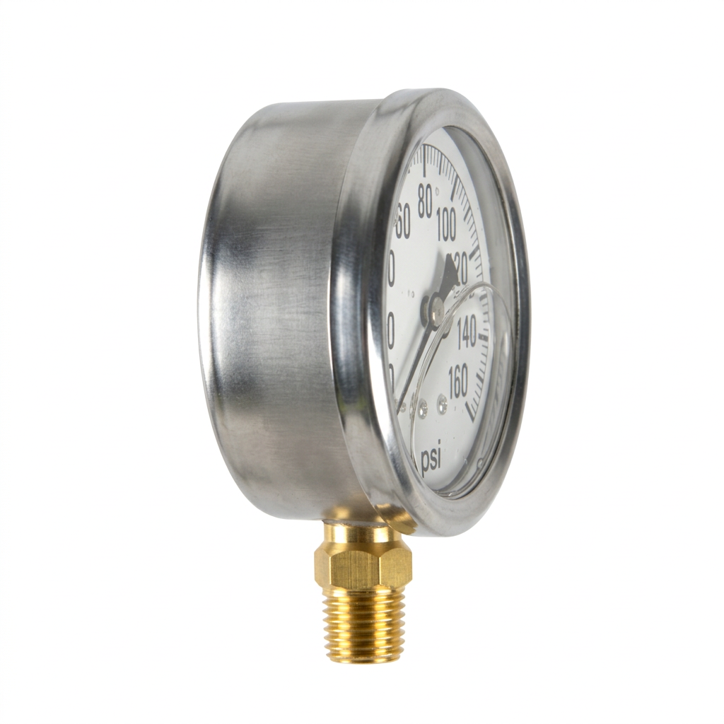 BRABER® Brass Glycerin Gauge 2-1/2" Dial 1/4" MNPT 160 PSI-3