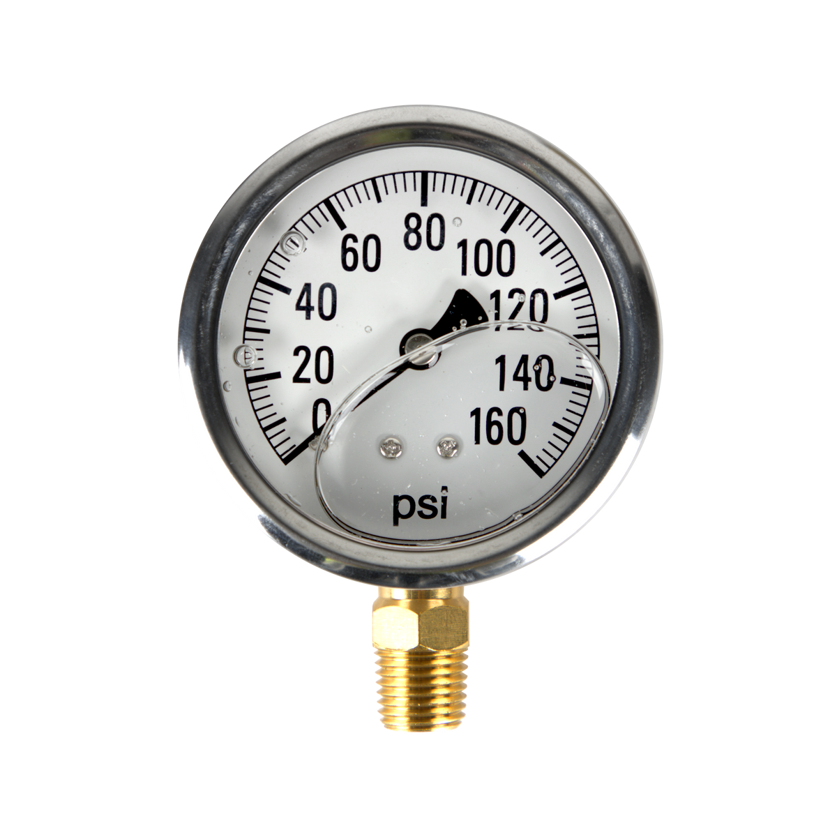 BRABER® Brass Glycerin Gauge 2-1/2" Dial 1/4" MNPT 160 PSI-zoom-1