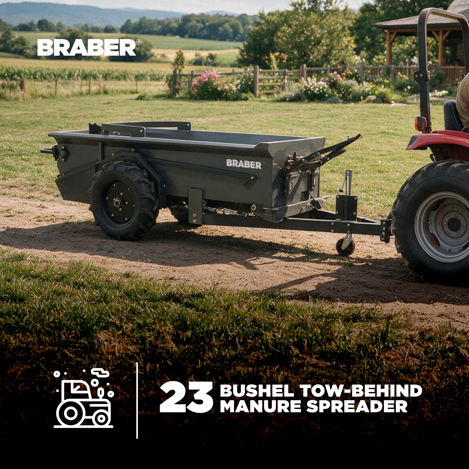 Tow-Behind Manure Spreader 23-Bushel Ground-Driven – BE-23MS