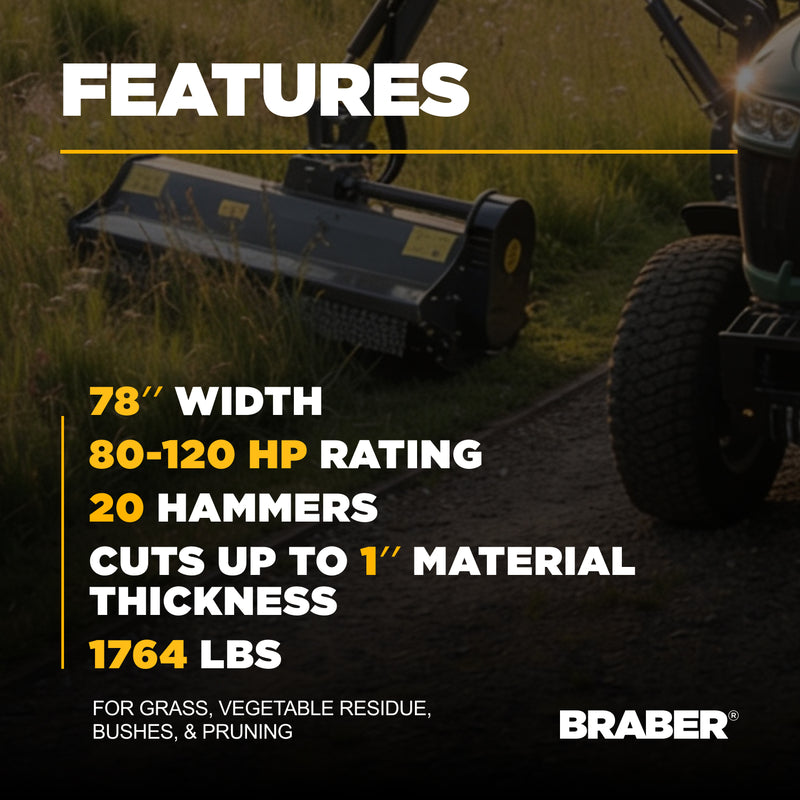 Heavy-Duty 3-Point PTO Offset Boom Mower 78" 80/120 HP – BE-AGF200-zoom-