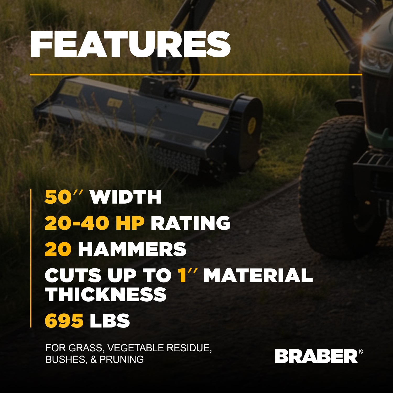 3-Point PTO Offset Boom Mower 50" 20/40 HP – BE-AGL125F-zoom-4