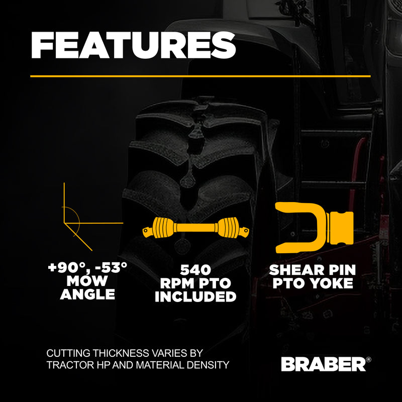 3-Point PTO Offset Boom Mower 50" 20/40 HP – BE-AGL125F-zoom-