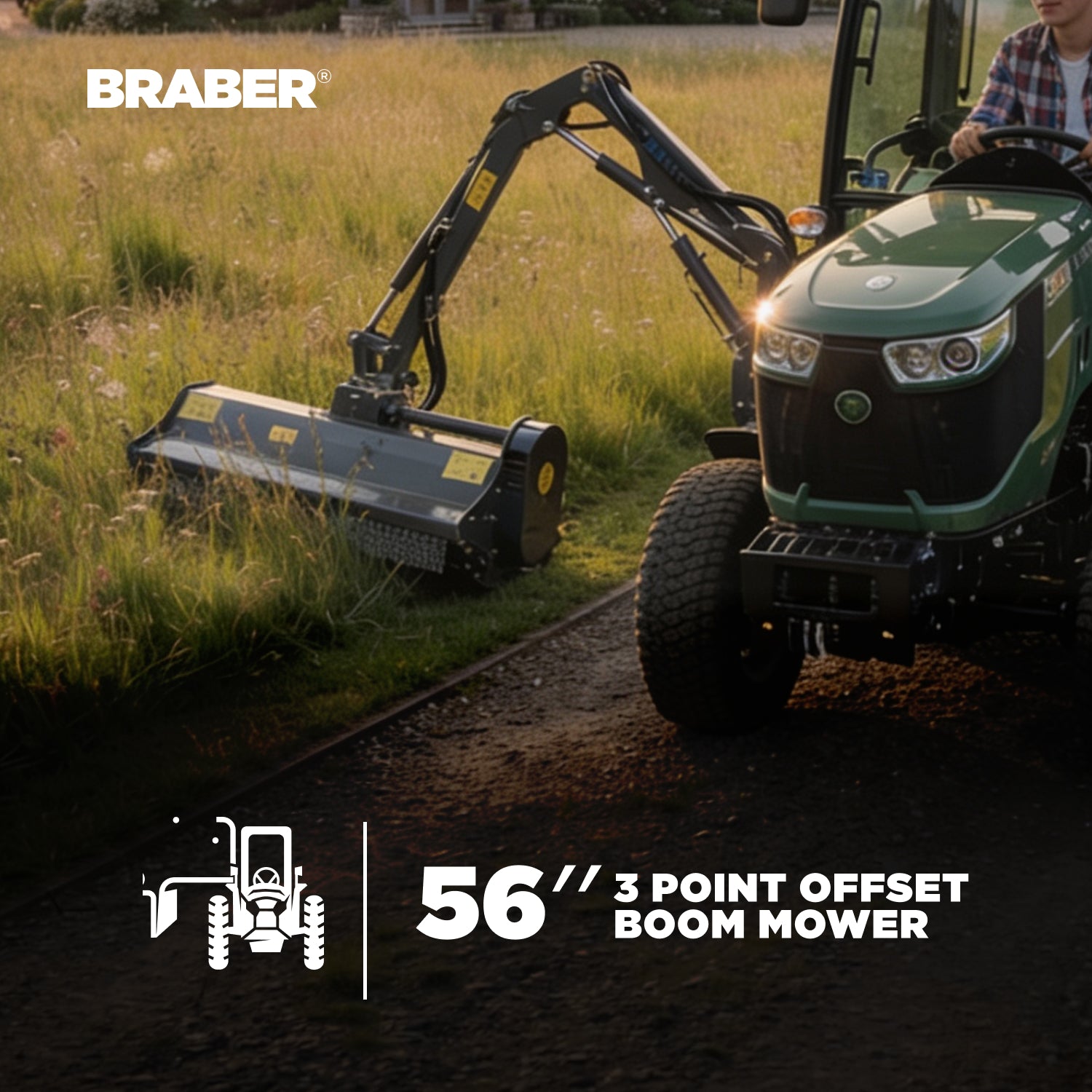 3-Point PTO Offset Boom Mower 56" 30/50 HP – BE-AGL145F