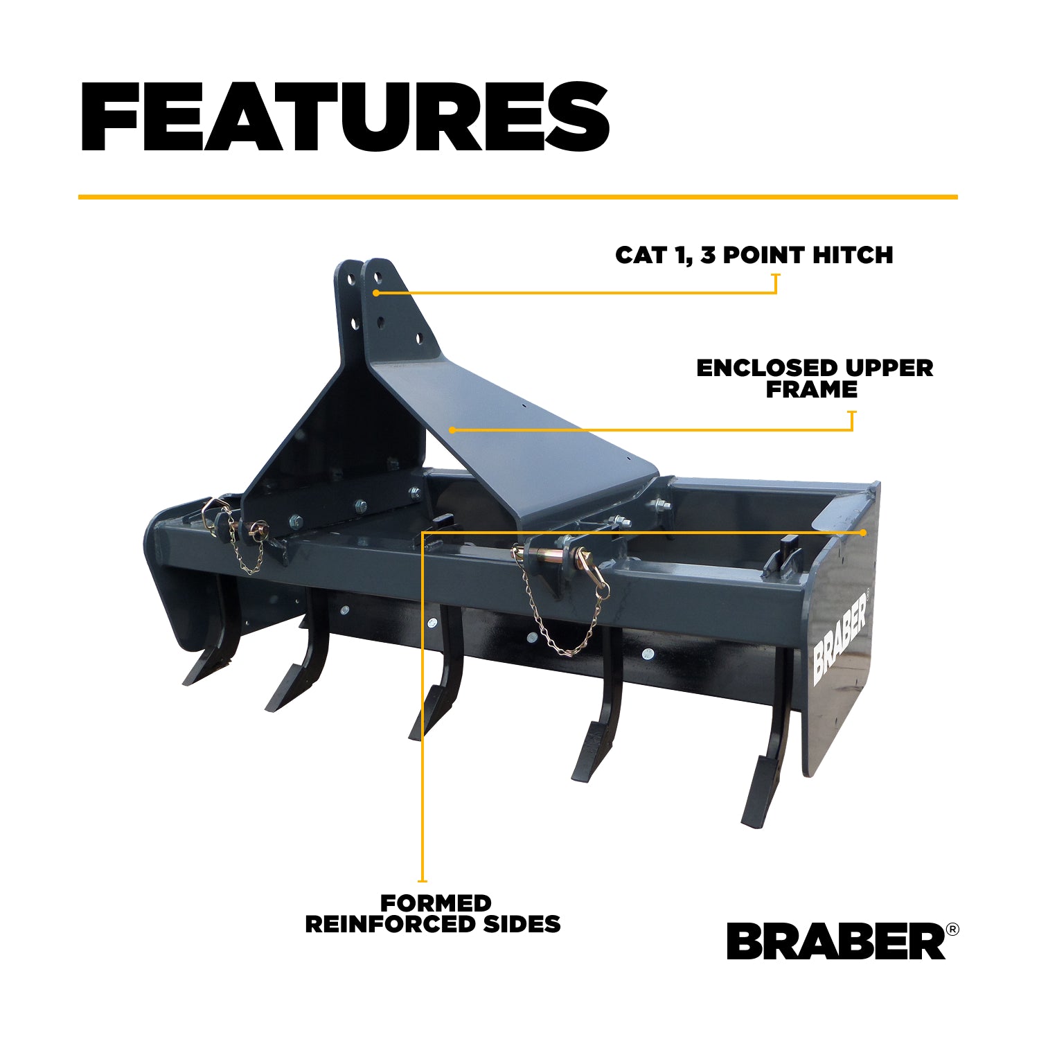 3-Point Box Blade 6' Heavy-Duty up to 50 HP – BE-BBR6ND-zoom-3