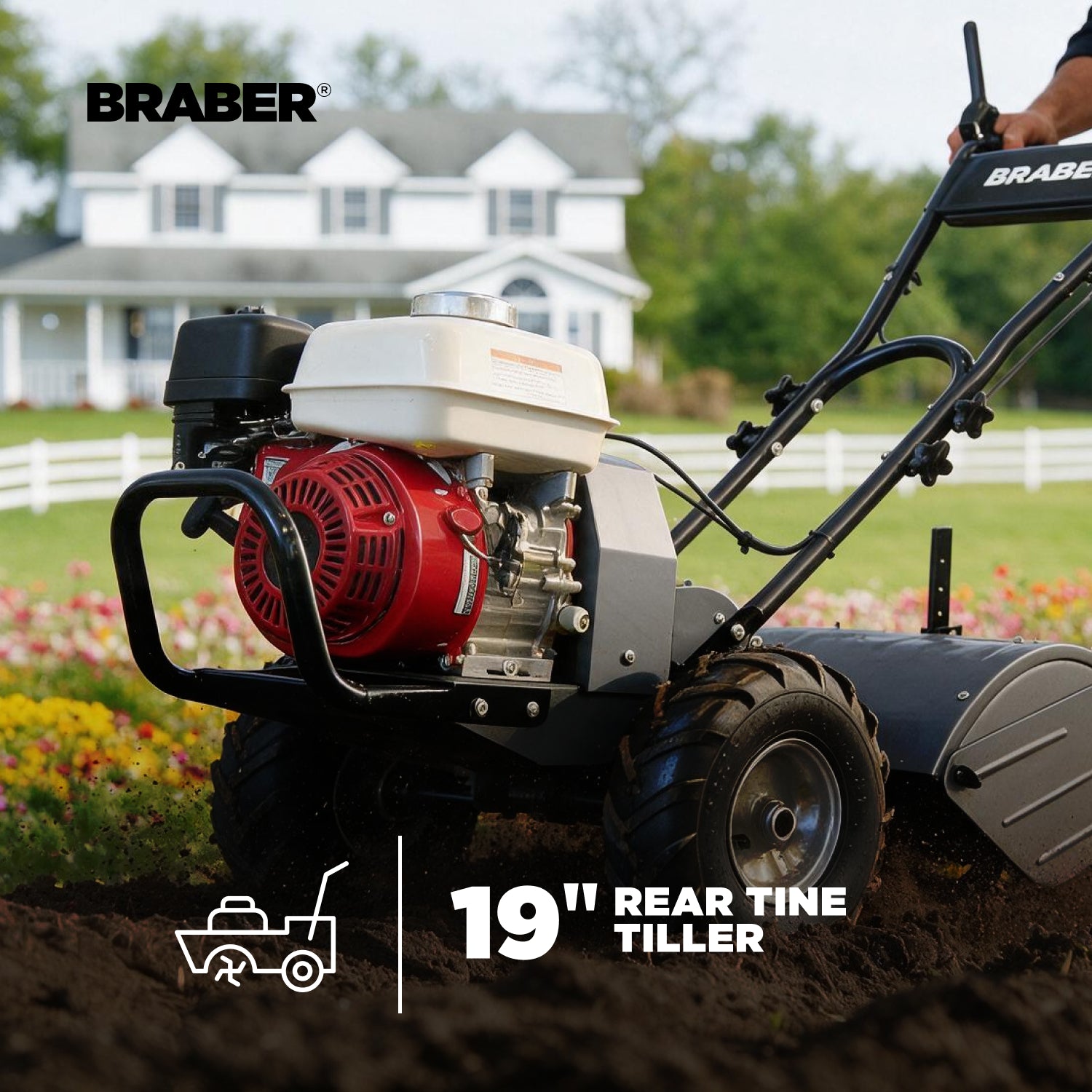 Rear Tine Tiller 19" Honda GX200 – BE-BRTH65