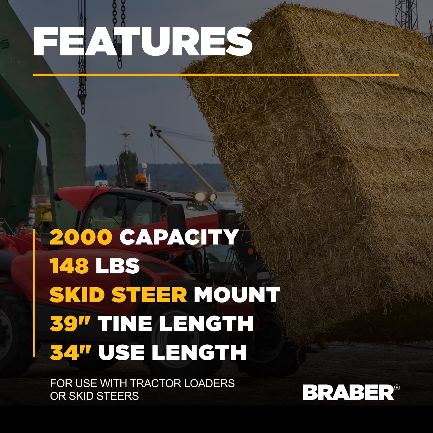 Skid Steer Double-Prong Bale Spear 39" – BE-BSD39BO500G-zoom-4