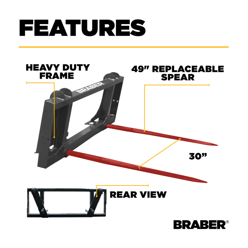 Euro/ALO Double-Prong Bale Spear 49" – BE-BSD49EUROG-zoom-