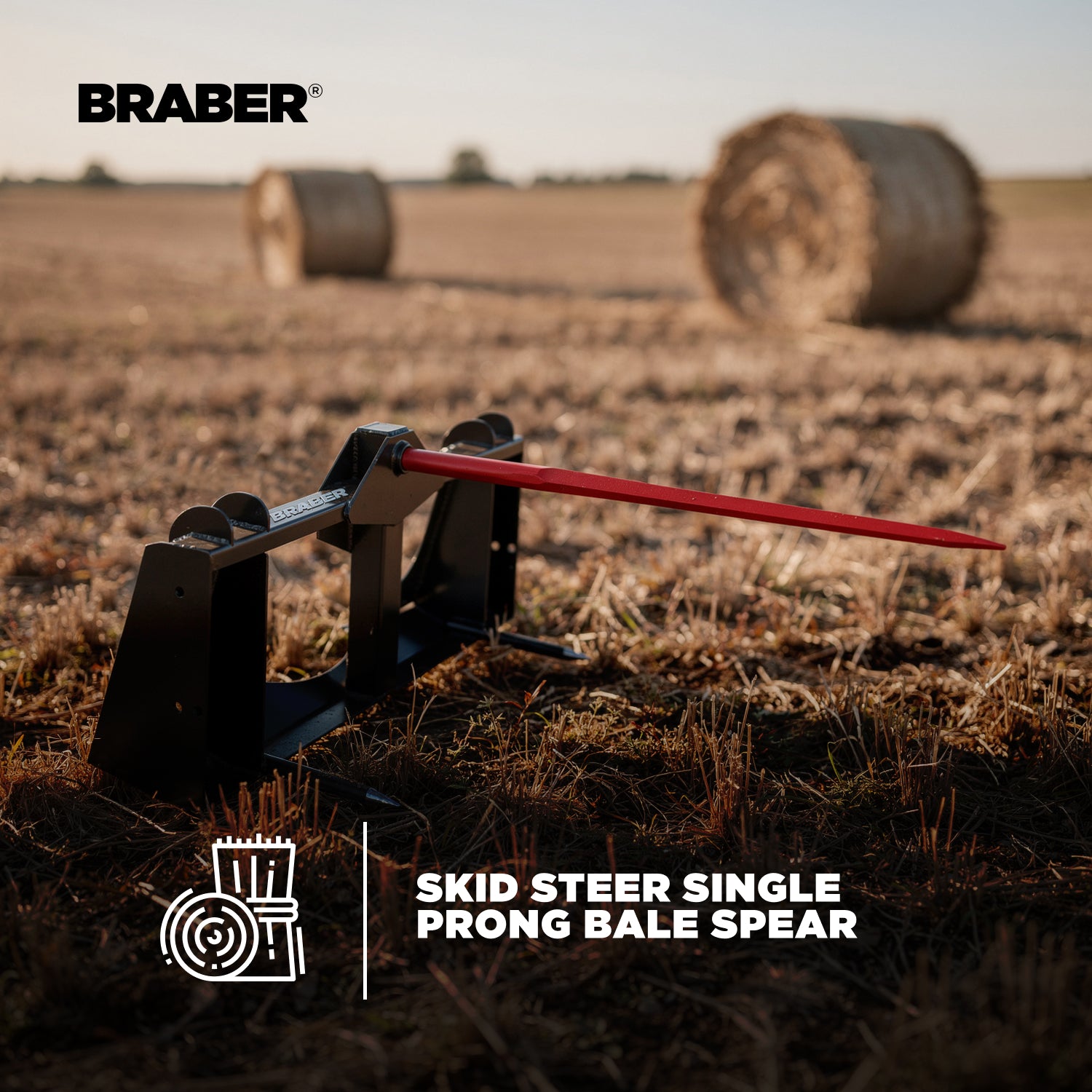 Skid Steer Single-Prong Bale Spear 39" – BE-BSS39BO500G