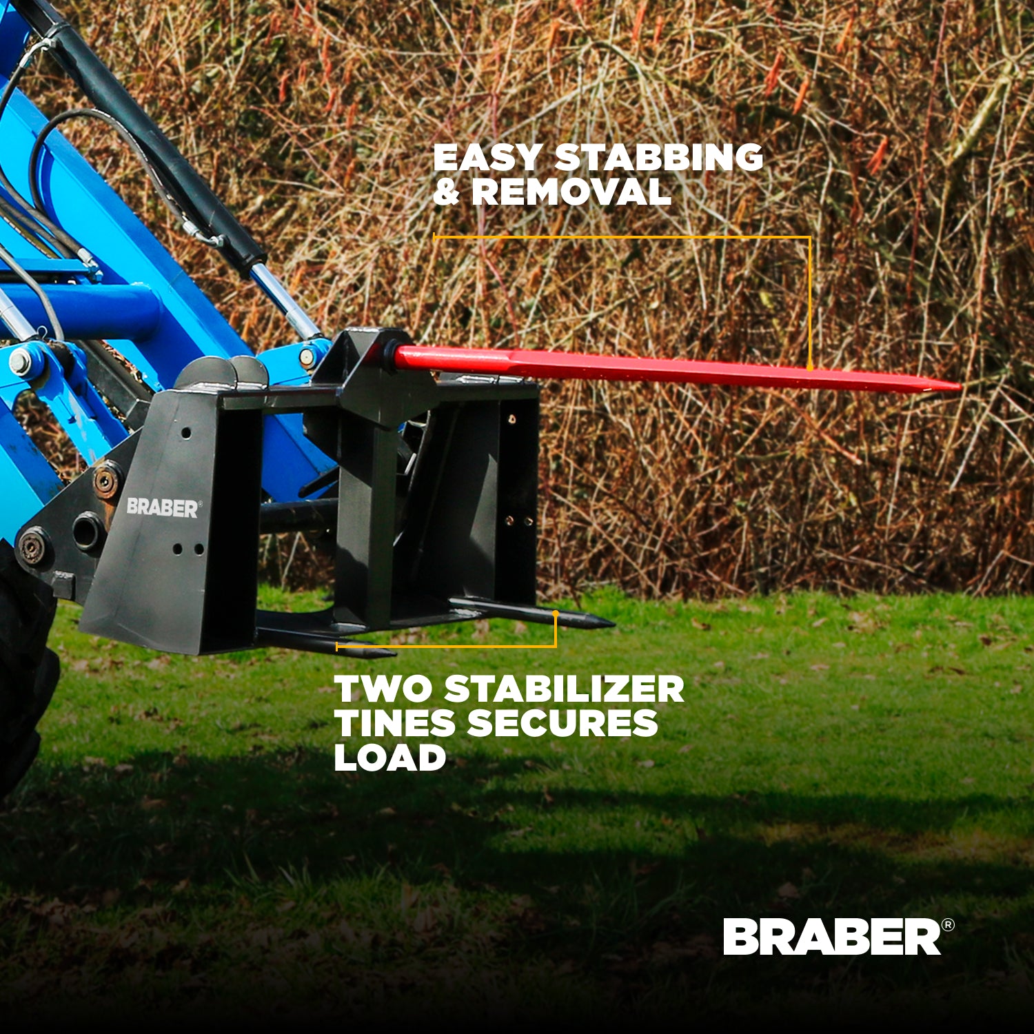 Skid Steer Single-Prong Bale Spear 39" – BE-BSS39BO500G-5