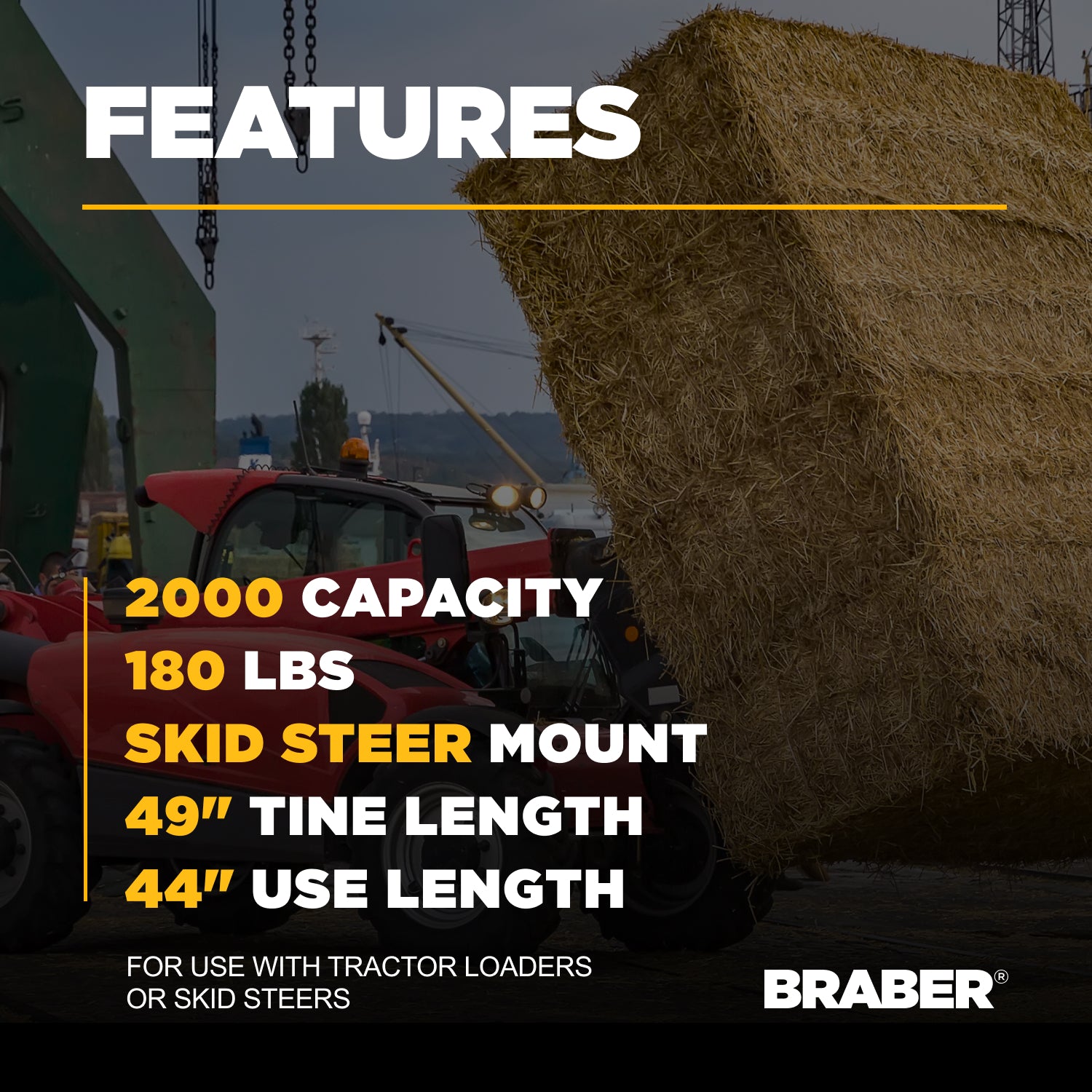 Skid Steer Single-Prong Bale Spear 49" – BE-BSS49BO500G-zoom-4