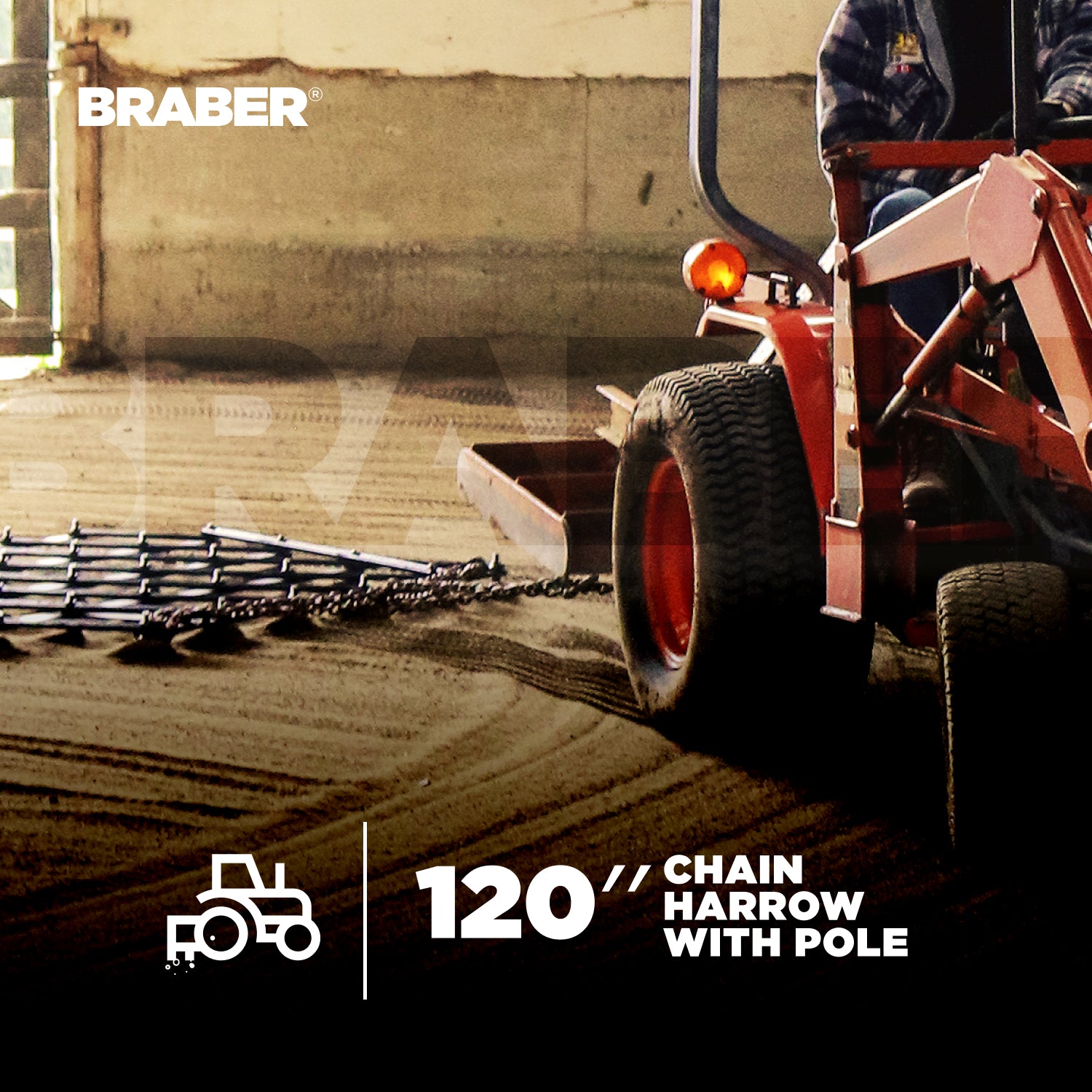 Chain Harrow with Pole, 10', 1/2"-zoom-2
