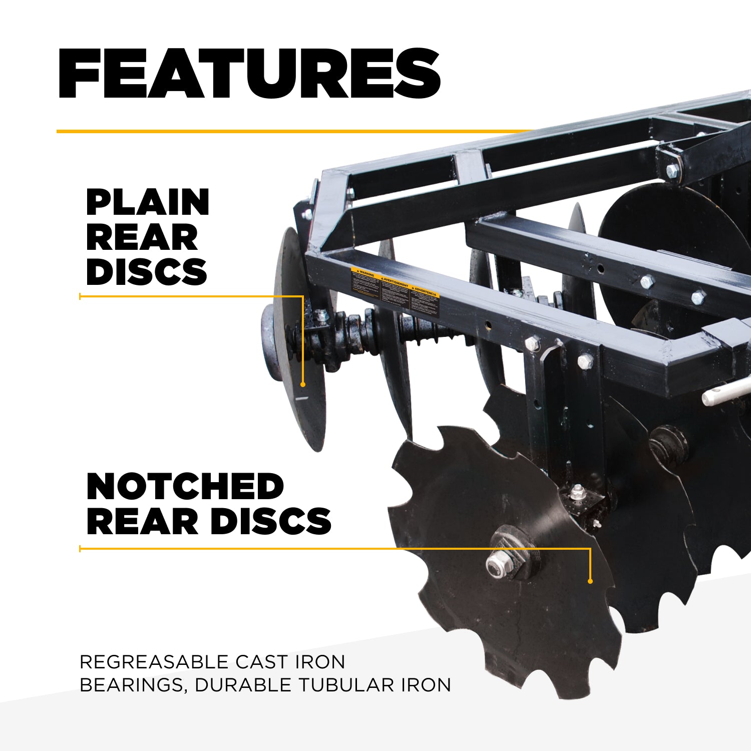 3-Point Disc Harrow 59" Cut up to 40 HP – BE-DH1618N-5