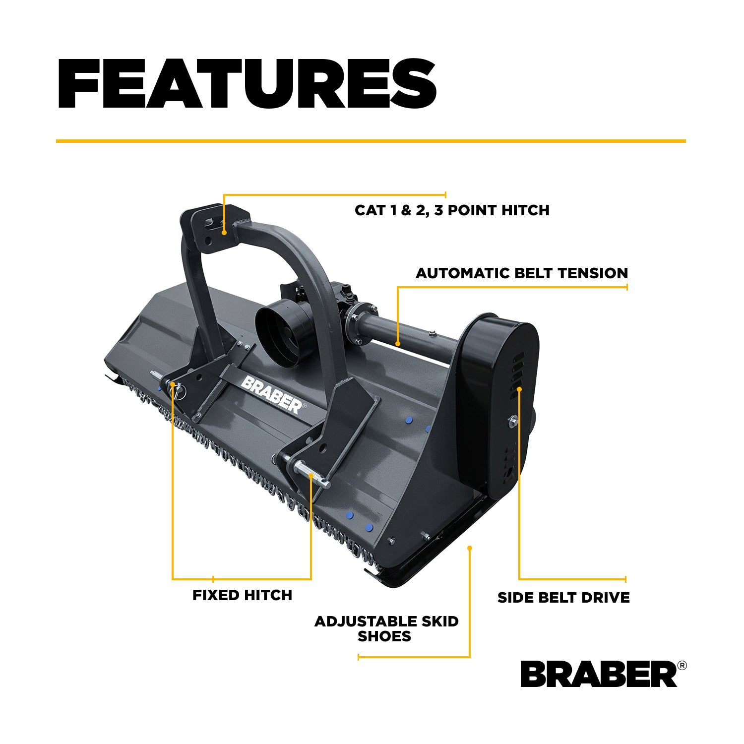 3-Point PTO Flail Mower 60" Flail Blades 30/40 HP – BE-EFGC155F-zoom-3
