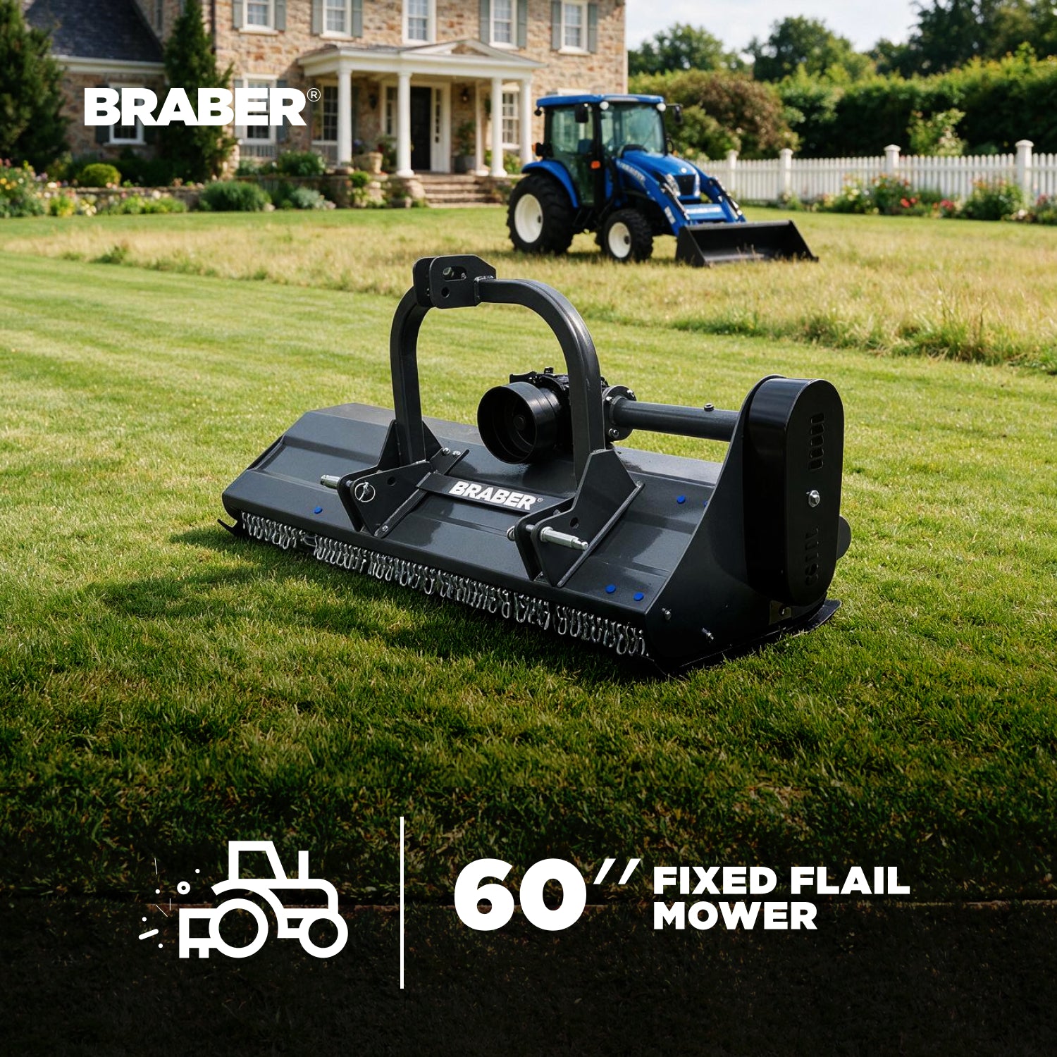3-Point PTO Flail Mower 60" Hammer Blades 30/40 HP – BE-EFGC155H-2