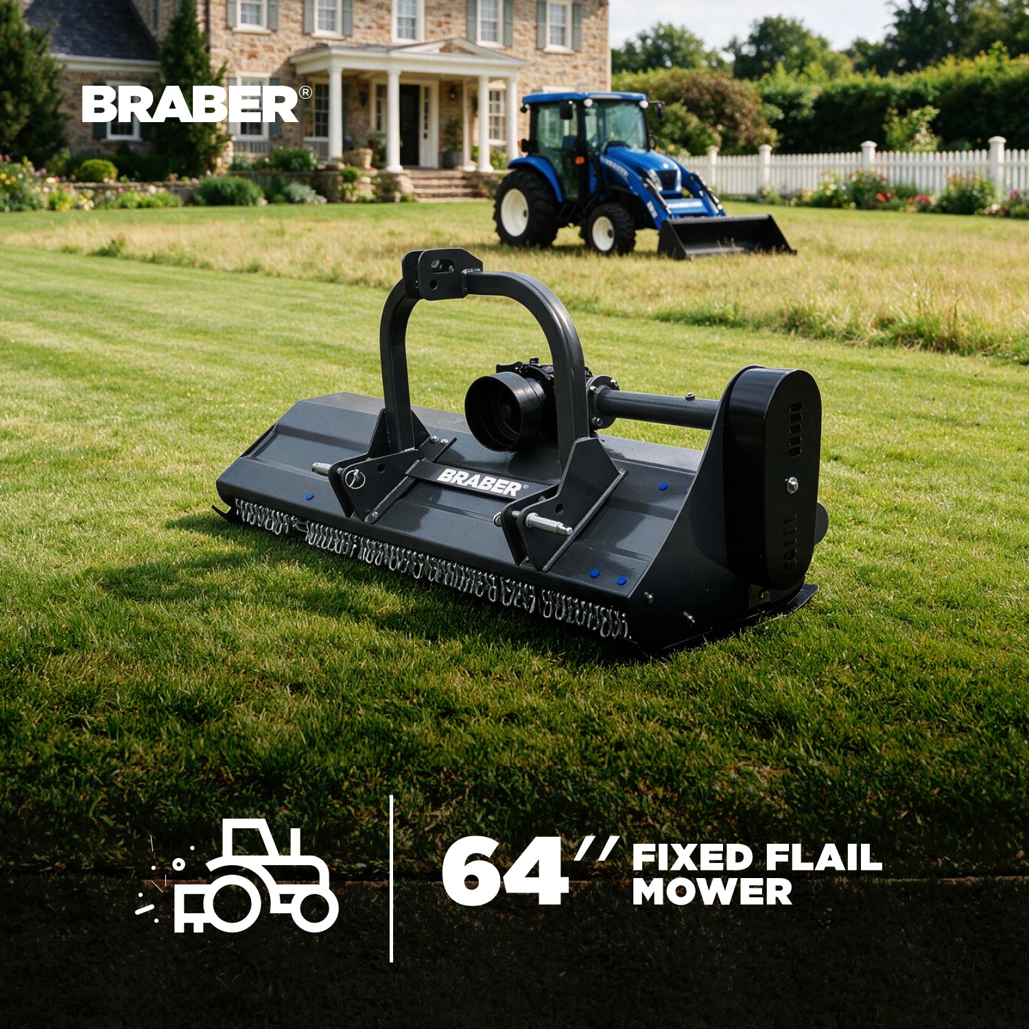 3-Point PTO Flail Mower 64" Flail Blades 35/45 HP – BE-EFGC165F