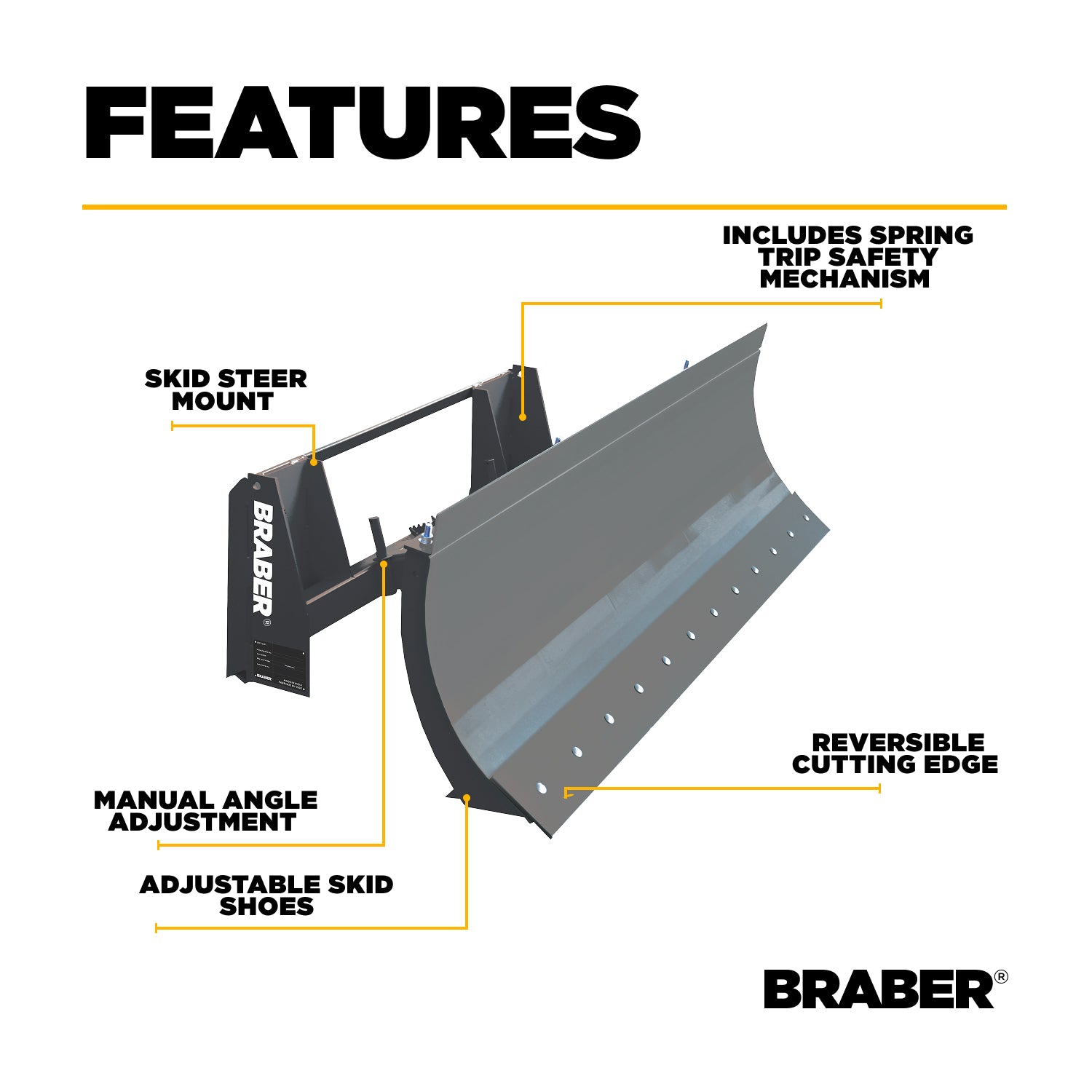 Skid Steer Snow Blade 7' – BE-FBS7BO500BK-zoom-3