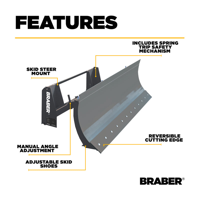 Skid Steer Snow Blade 7' – BE-FBS7BO500BK-zoom-