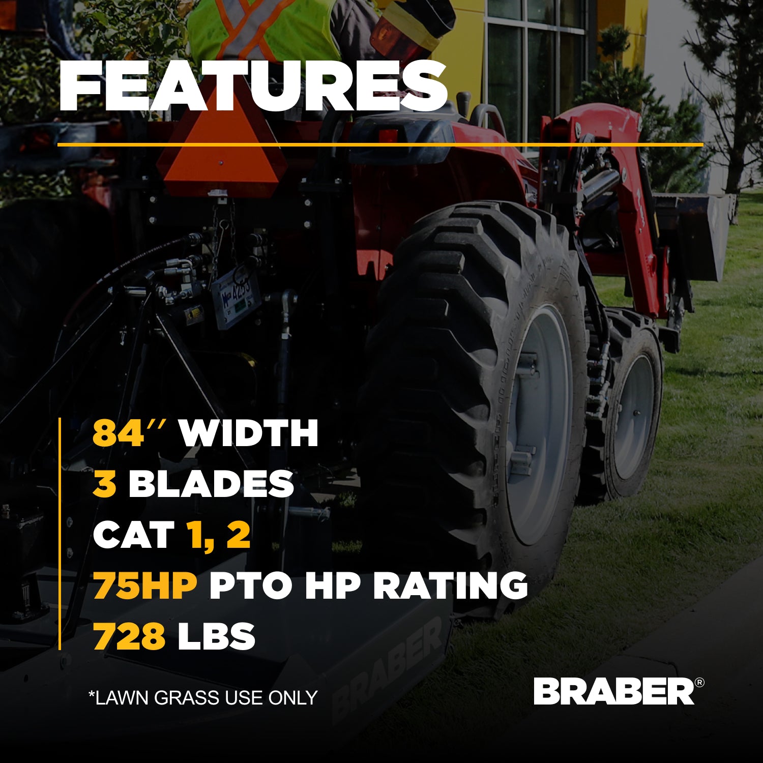 Heavy-Duty 3-Point PTO Finish Mower 84" Rear Discharge up to 75 HP – BE-FM84RDHDG-4