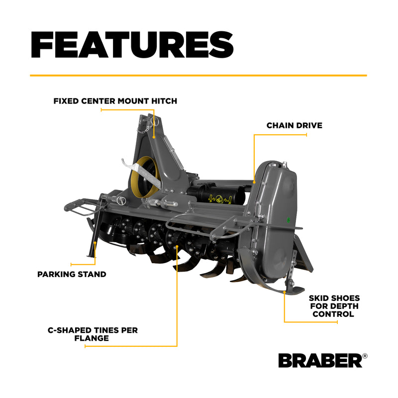 3-Point PTO Chain Drive Rotary Tiller 47" 15/30 HP – BE-FTL125-zoom-