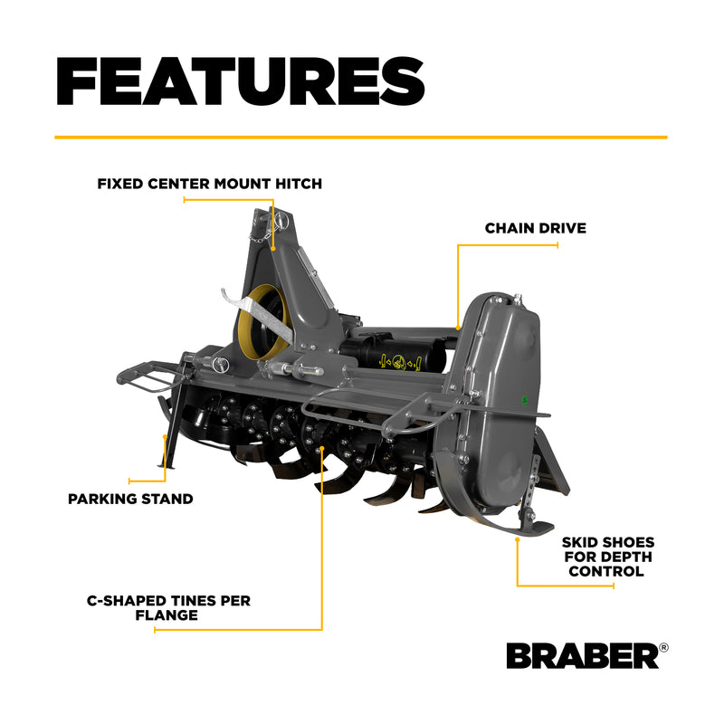 3-Point PTO Chain Drive Rotary Tiller 59" 15/30 HP – BE-FTL150-zoom-