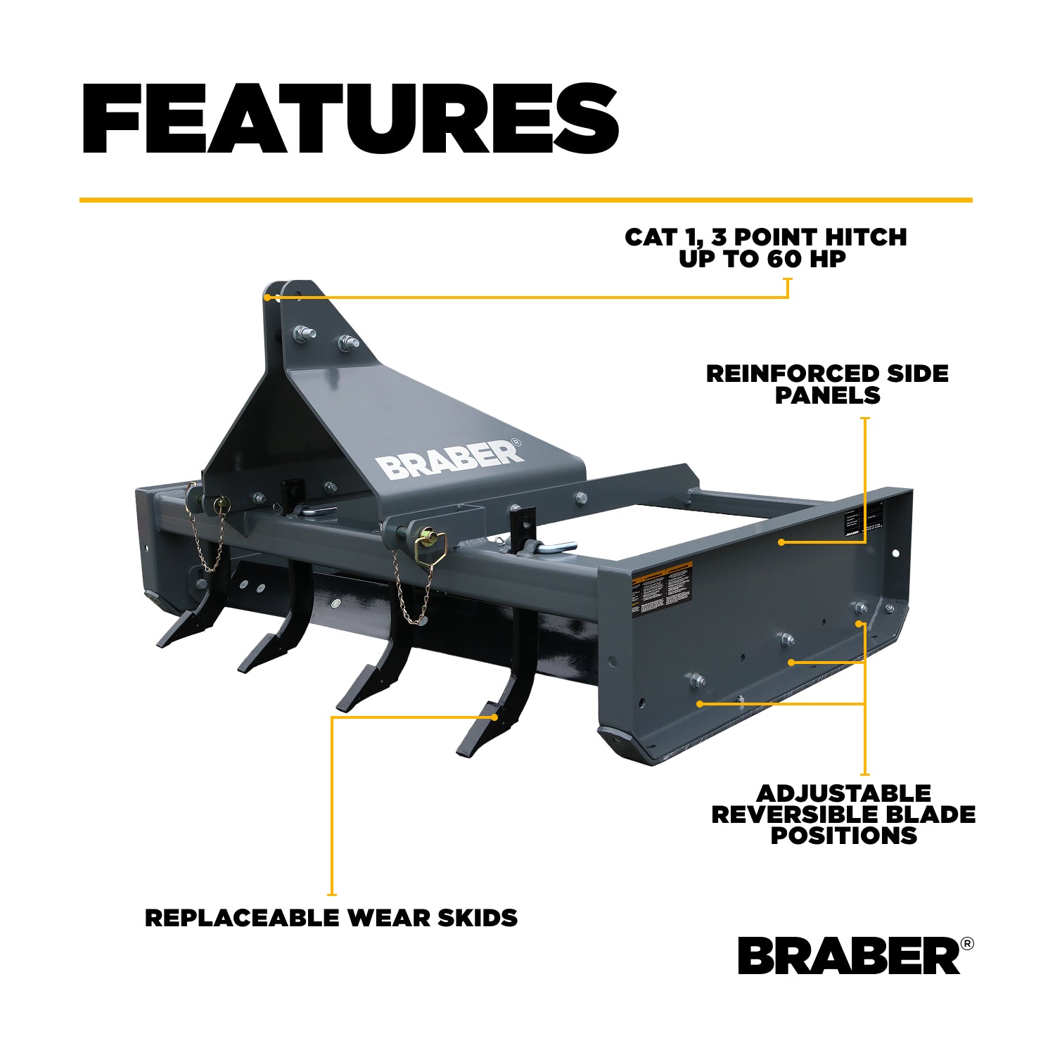 3-Point Box Grader Scraper 60" 20/45 HP – BE-GS05N-zoom-3