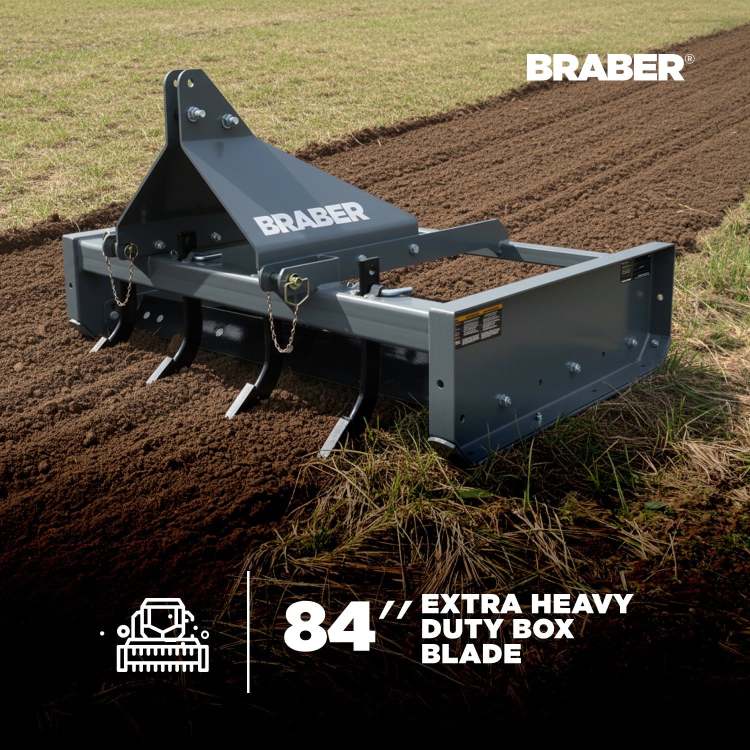3-Point Box Grader Scraper 84" 25/60 HP – BE-GS07N-zoom-2