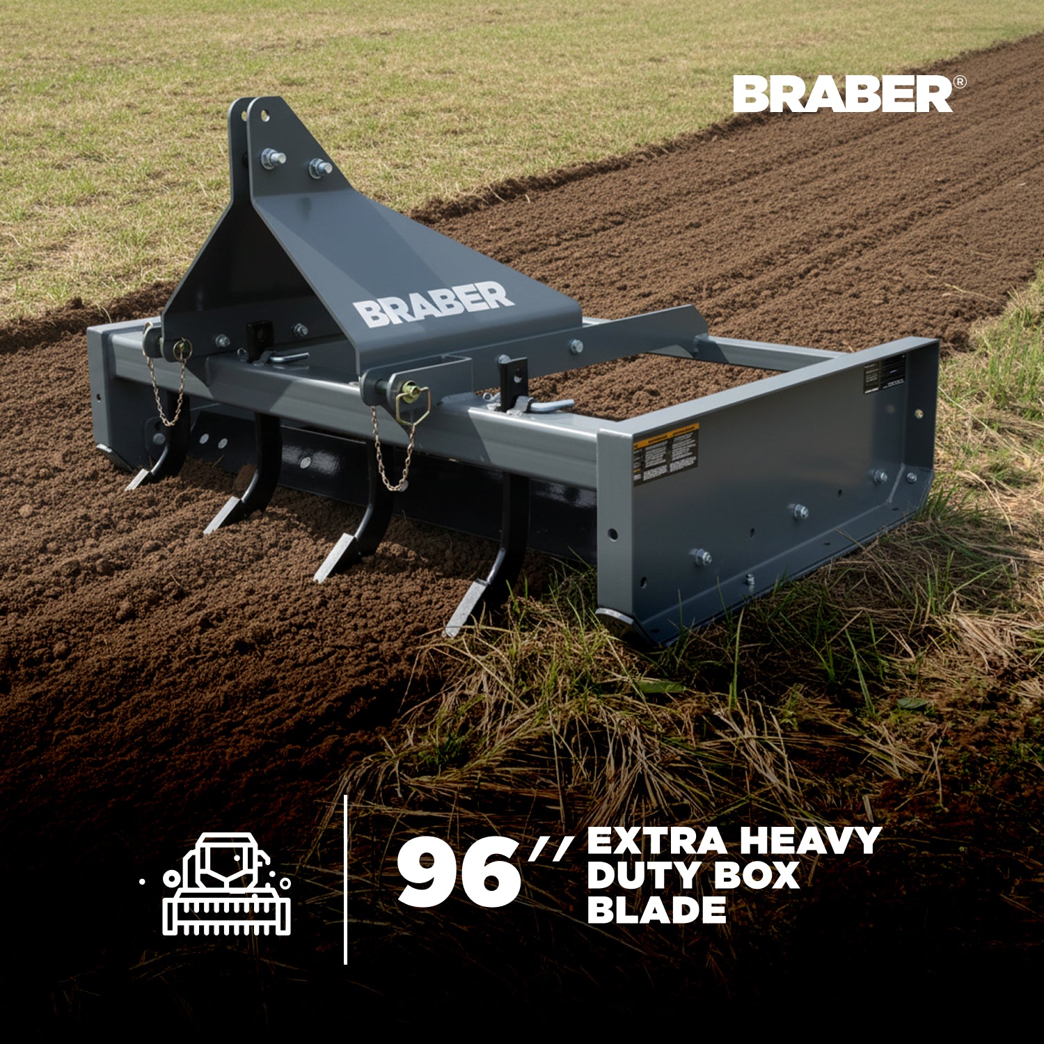 3-Point Box Grader Scraper 96" 35/60 HP – BE-GS08N