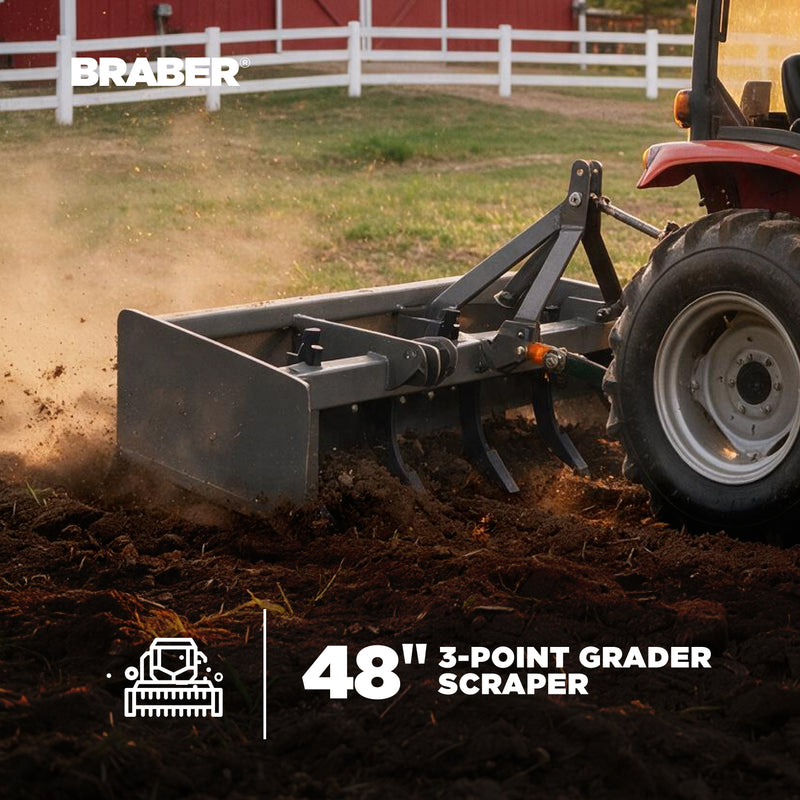 3-Point Grader Scraper 48" 17/33 HP – BE-GSC48N-zoom-
