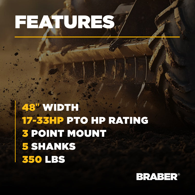 3-Point Grader Scraper 48" 17/33 HP – BE-GSC48N-zoom-