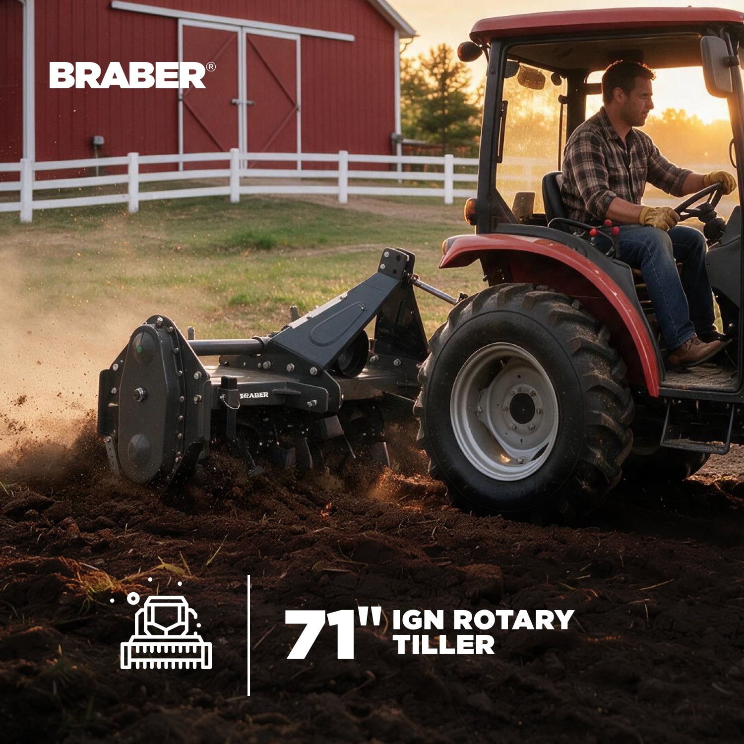 3-Point PTO Heavy-Duty Rotary Tiller 71" 30/50 HP – BE-IGN180-2