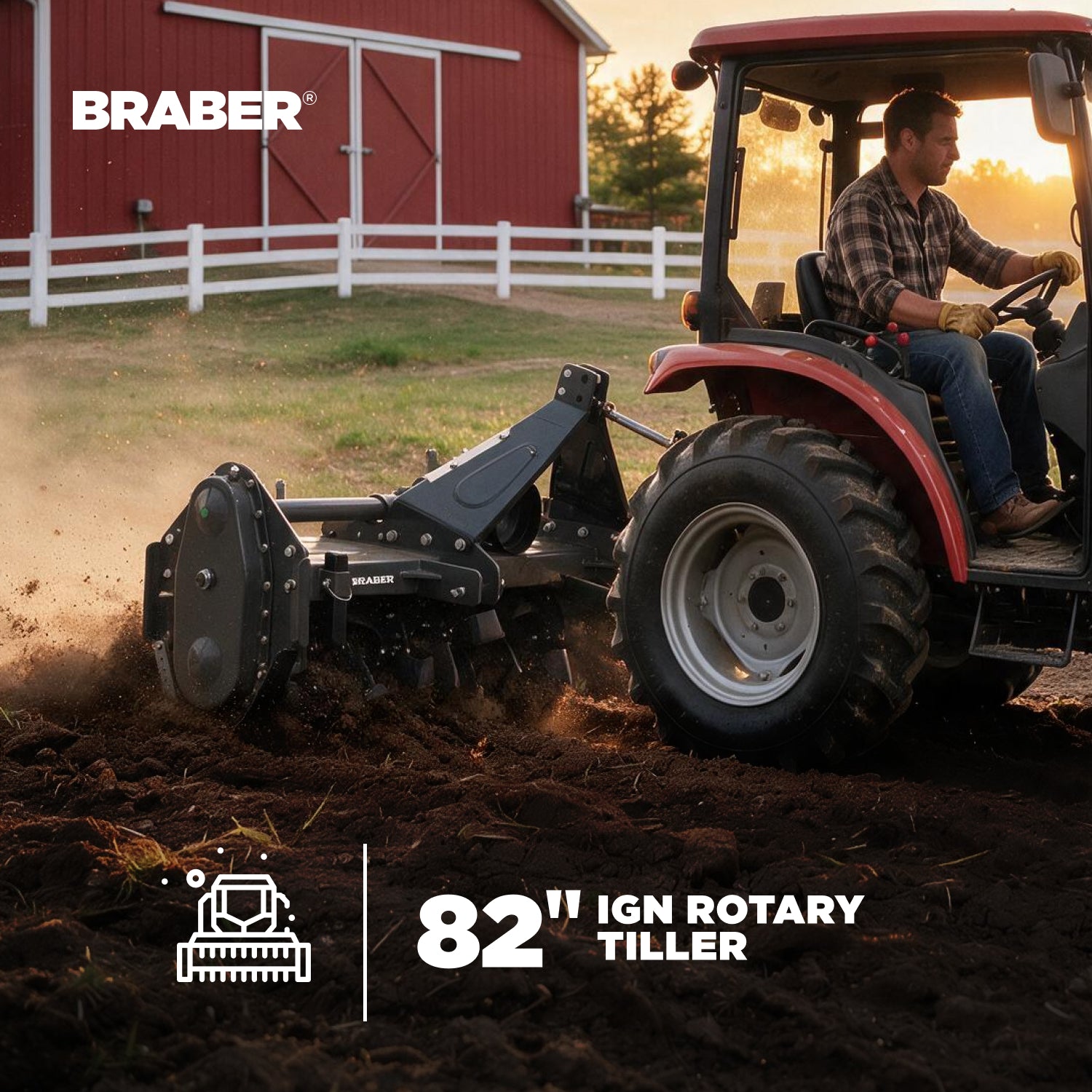 3-Point PTO Rotary Tiller 82" up to 55 HP – BE-IGN210