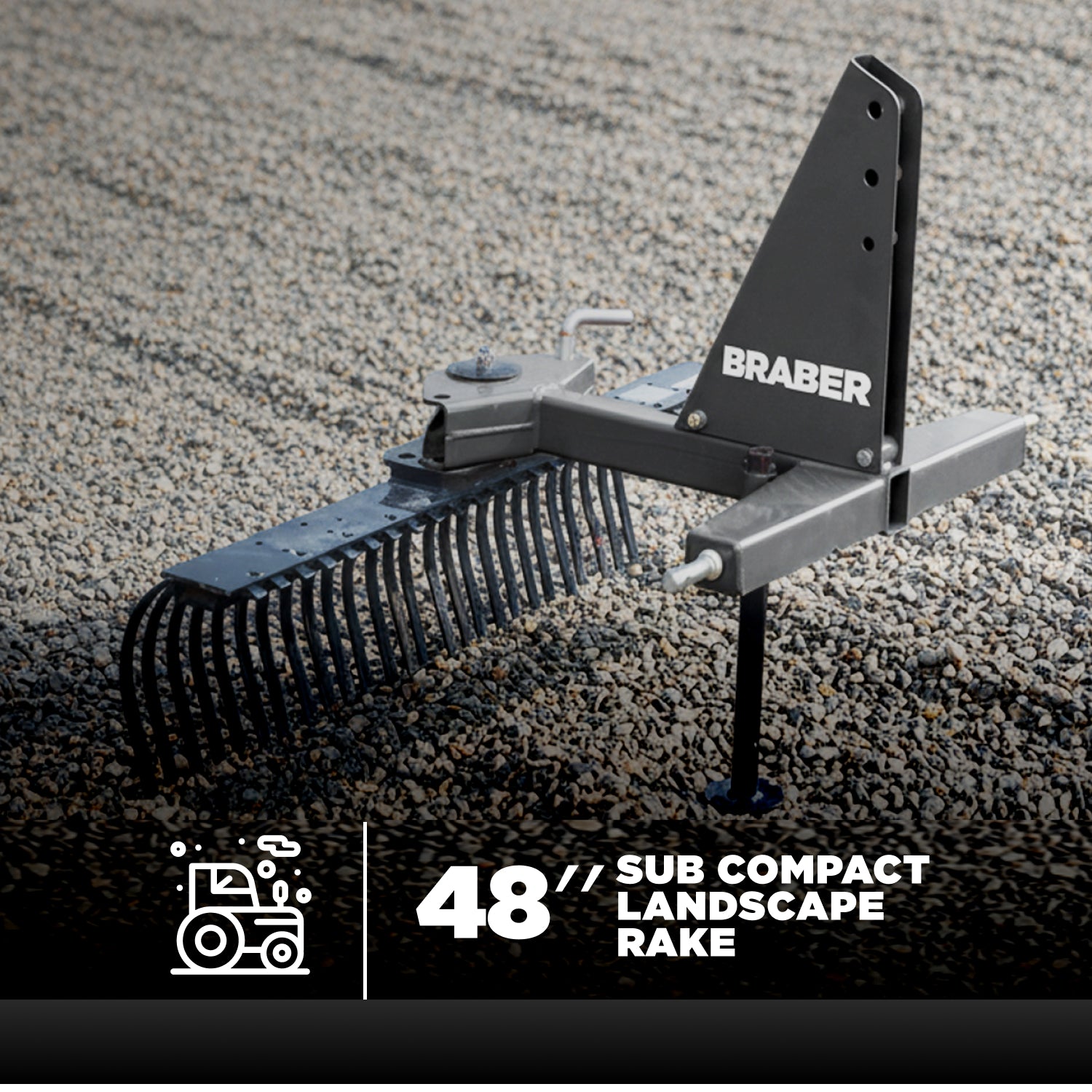 3-Point Landscape Rake 48" 15/25 HP – BE-LRC48N-2