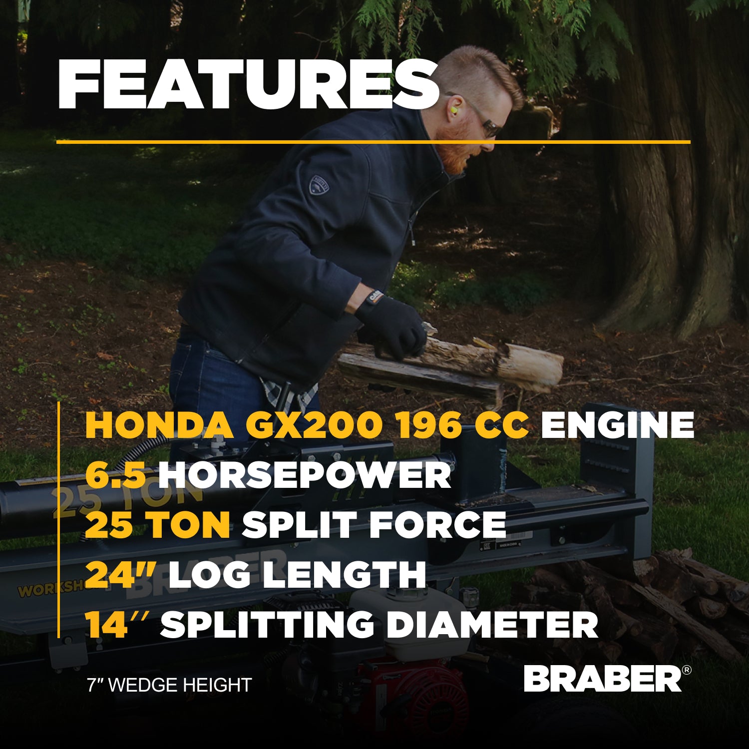 Log Splitter 25 Ton Honda GX200 – BE-LS25EH-4