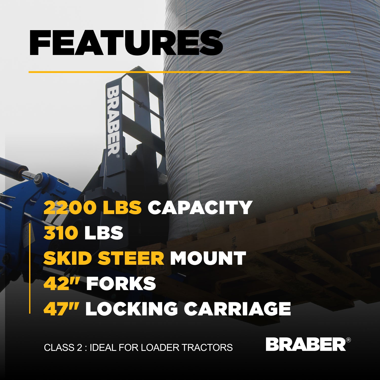 Skid Steer Pallet Forks 2200 lb 42" – BE-PF3042LBO500J-zoom-4