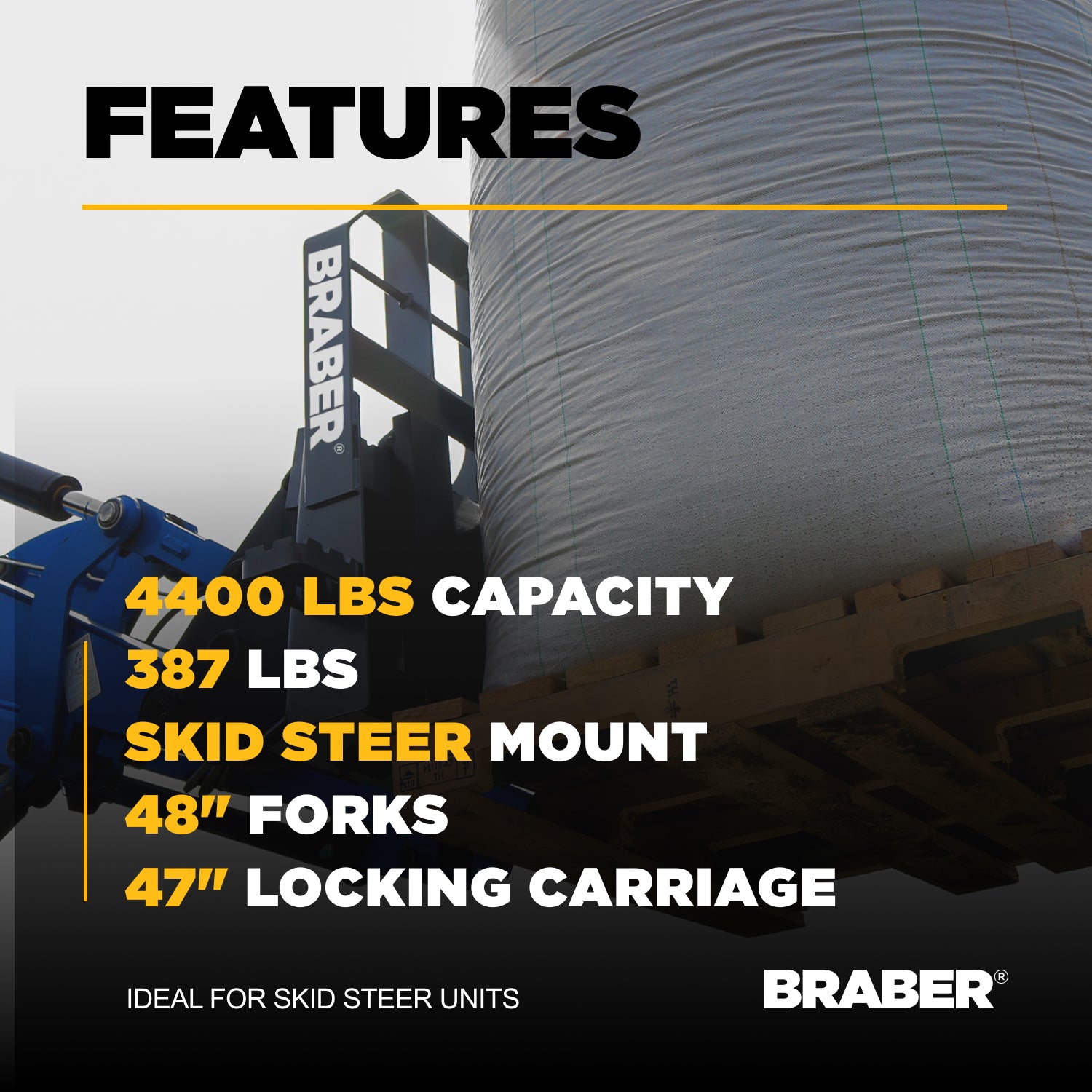2200LB Skid Steer Mount 42" Pallet Fork-zoom-4