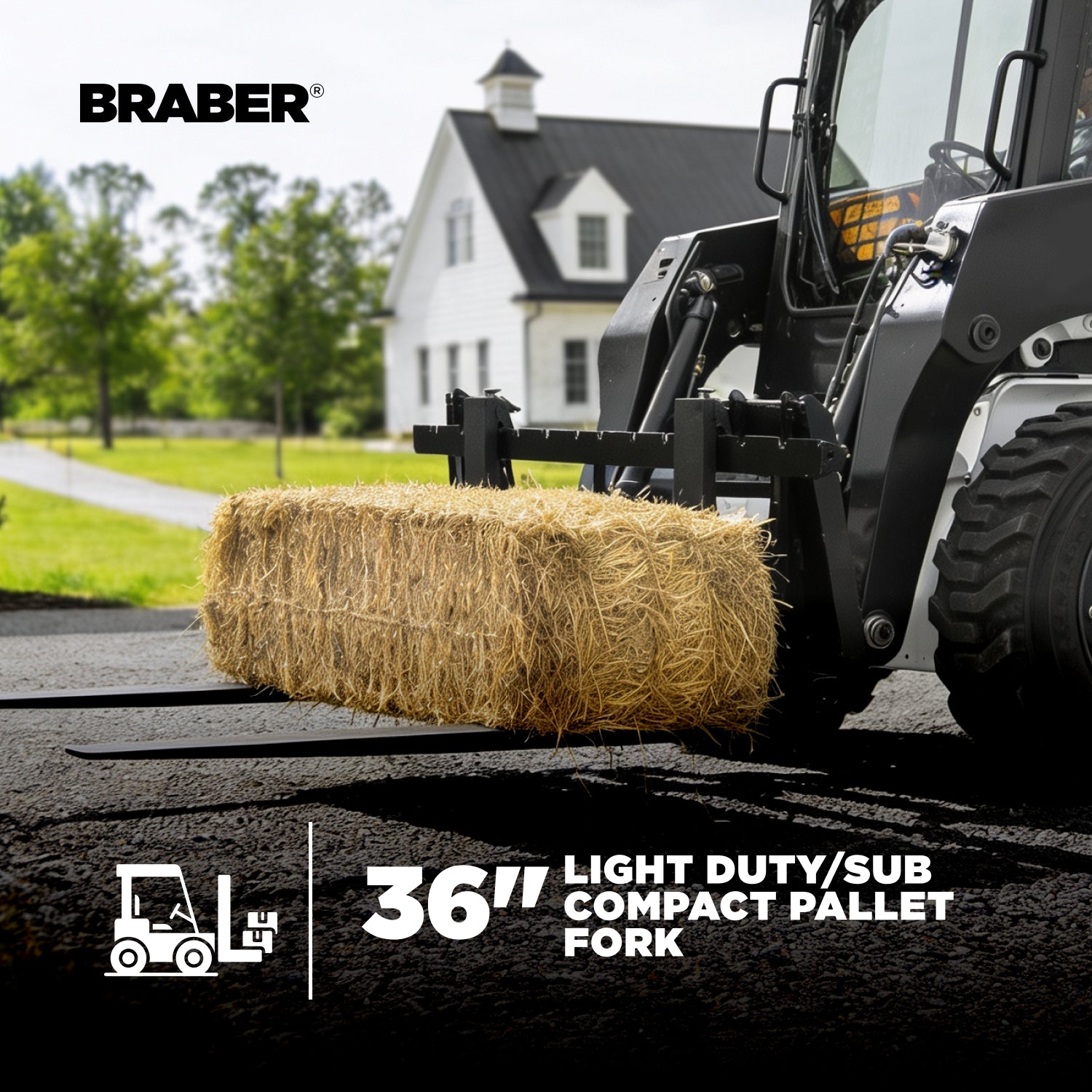 Skid Steer Pallet Forks 1100 lb 36" Light-Duty – BE-PFLD36EBO