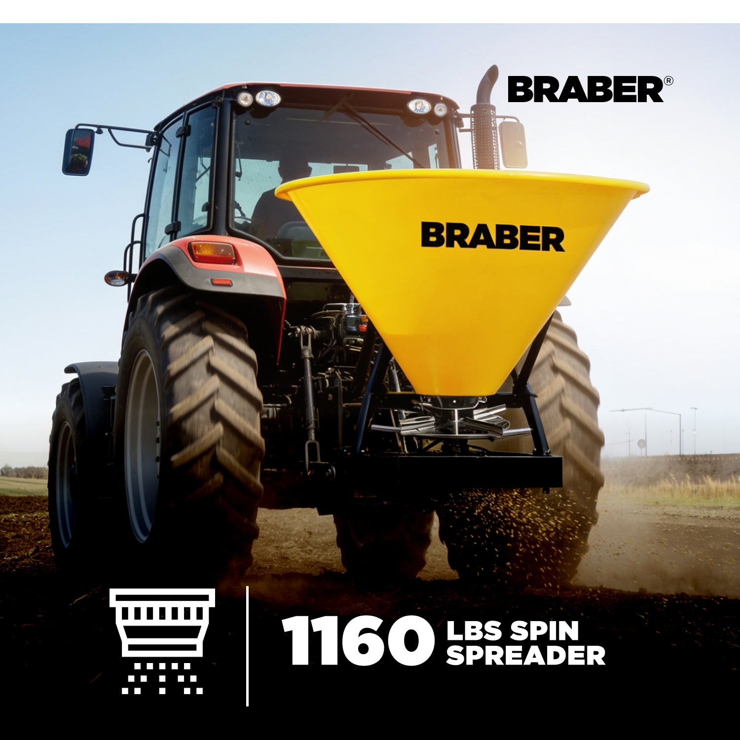 3-Point PTO Spin Spreader 1000 lb – BE-PFS500G