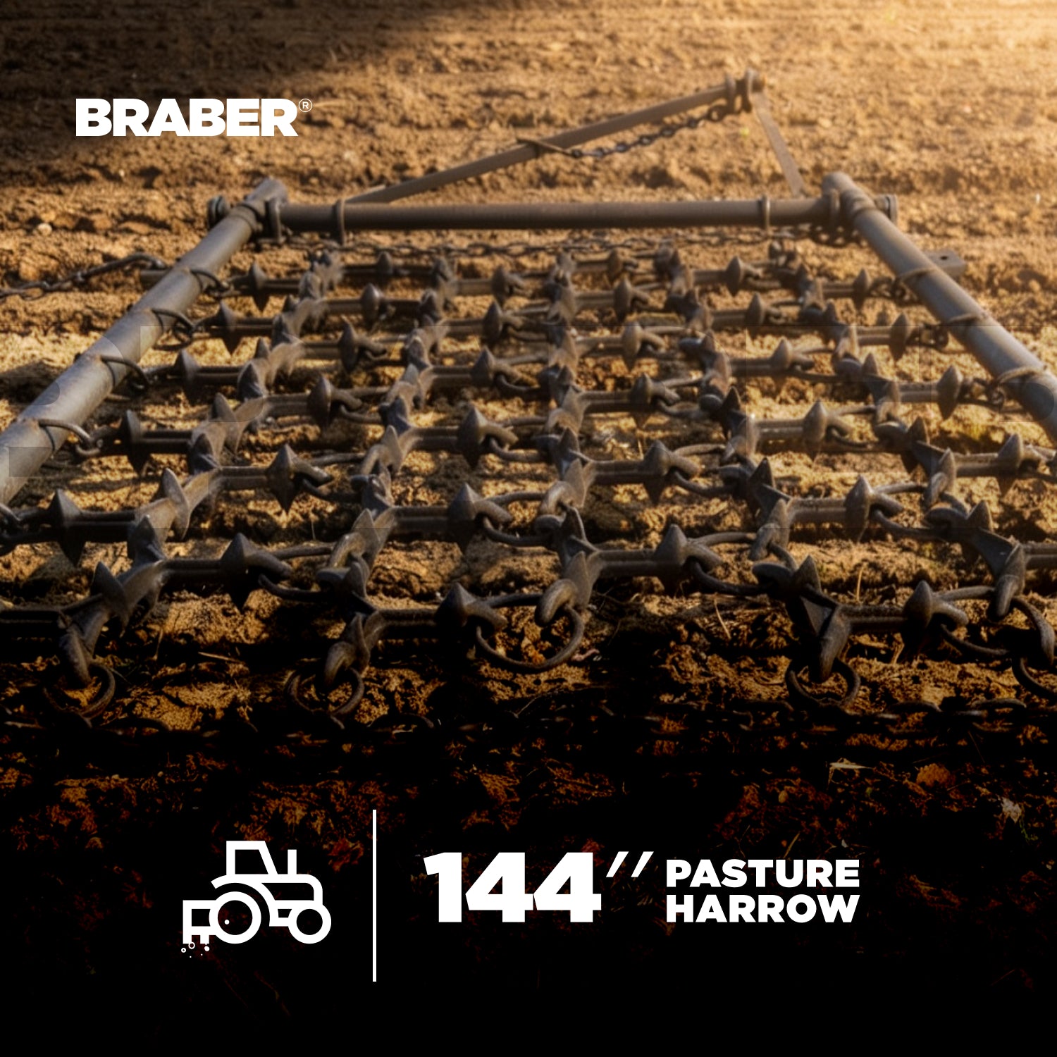 Tow-Behind Pasture Harrow 12' 4-Way – BE-PH12FT-2