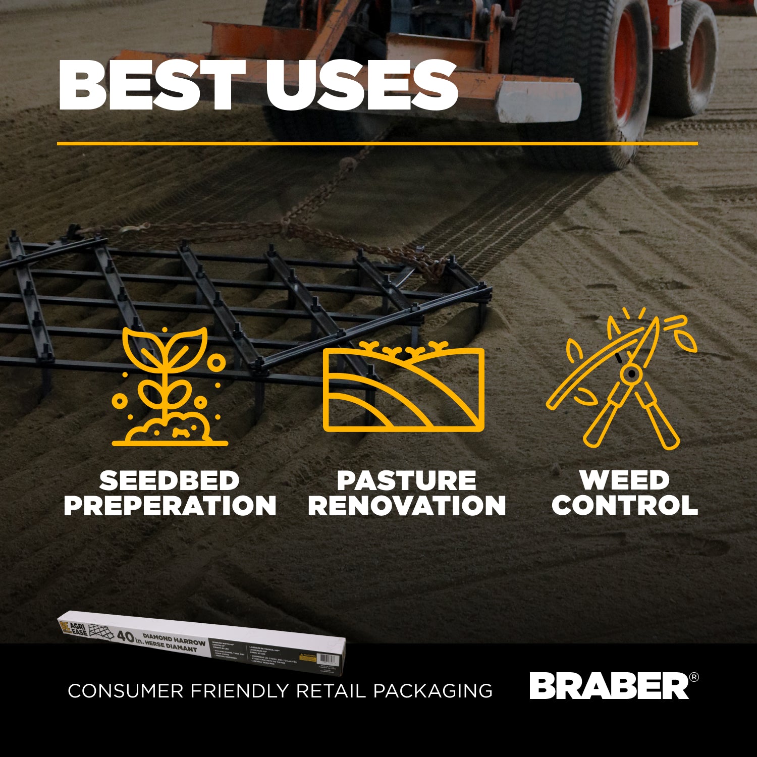 Tow-Behind Pasture Harrow 16' 4-Way – BE-PH16FT-5