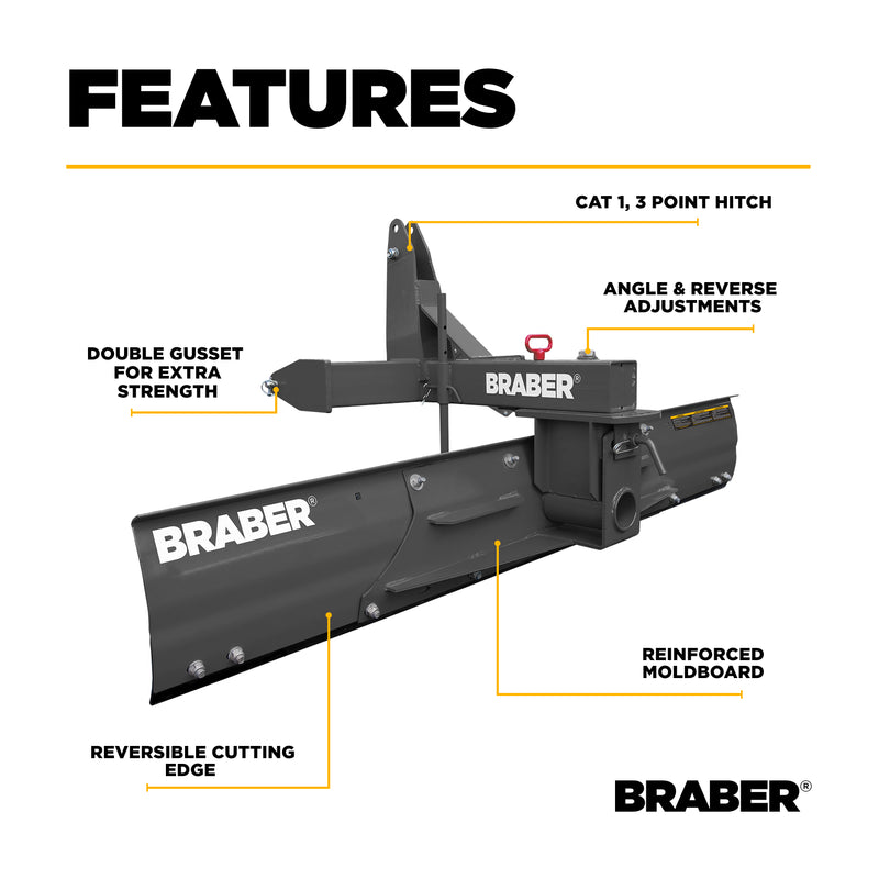 Heavy-Duty 3-Point Rear Blade 7' 40/60 HP – BE-RB207HDN-zoom-