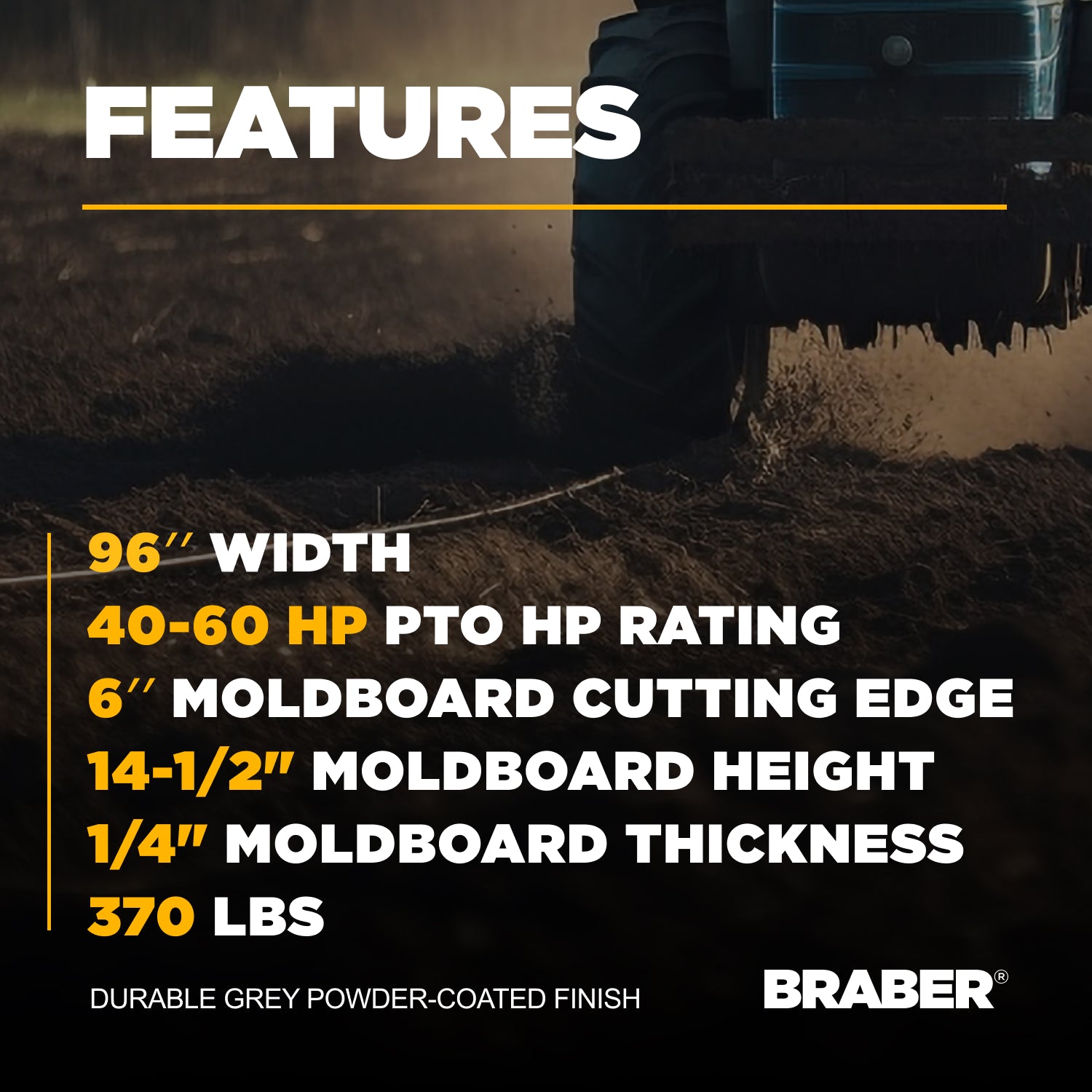 Heavy-Duty 3-Point Rear Blade 8' 40/60 HP – BE-RB208HDN-4