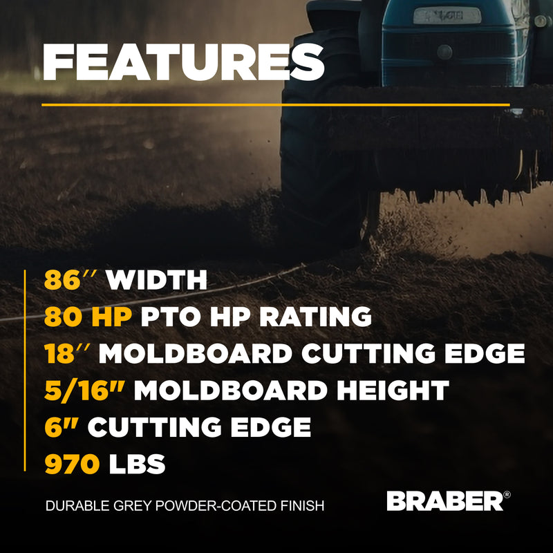 Heavy-Duty 3-Point Rear Blade 8' Hydraulic Angle up to 80 HP – BE-RB408HDG-zoom-