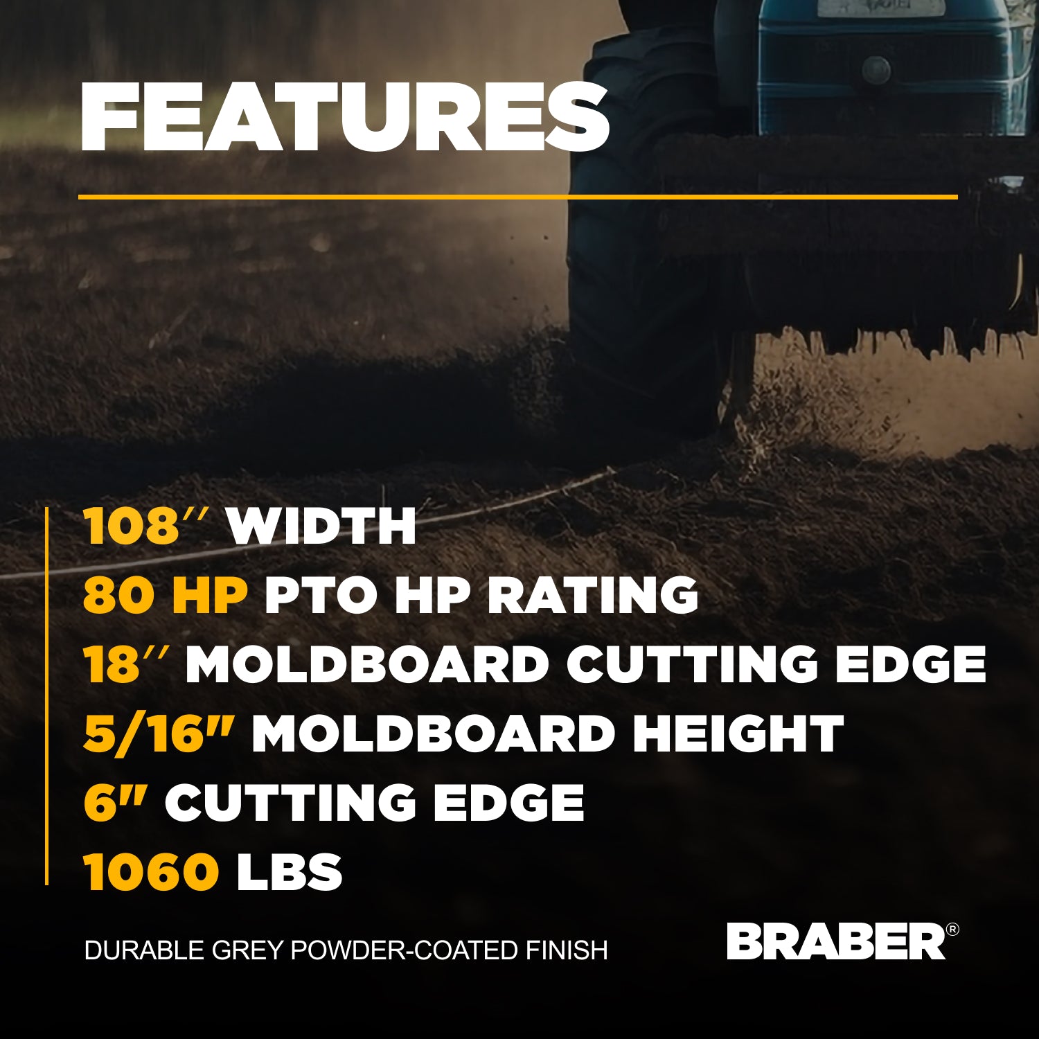 Heavy-Duty 3-Point Rear Blade 9' Hydraulic Angle up to 80 HP – BE-RB409HDG-4