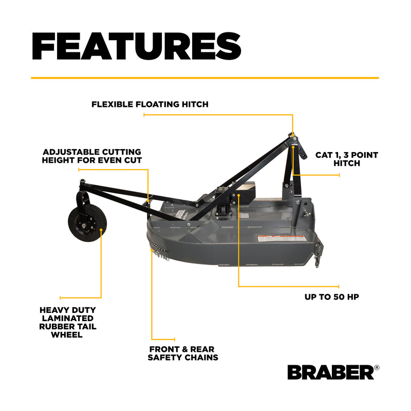 3-Point PTO Round-Back Rotary Cutter 4' 20/50 HP – BE-RCR400N-zoom-