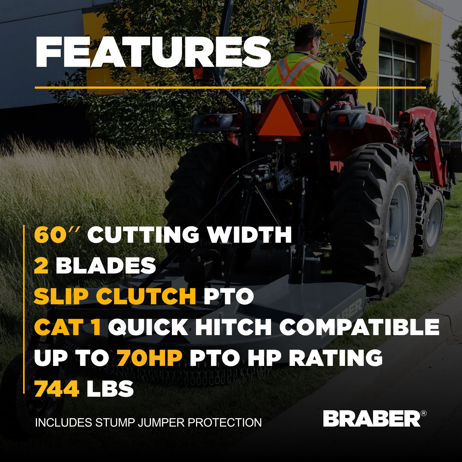 Heavy-Duty 3-Point PTO Rotary Cutter 5' up to 70 HP – BE-RC5HDG-4
