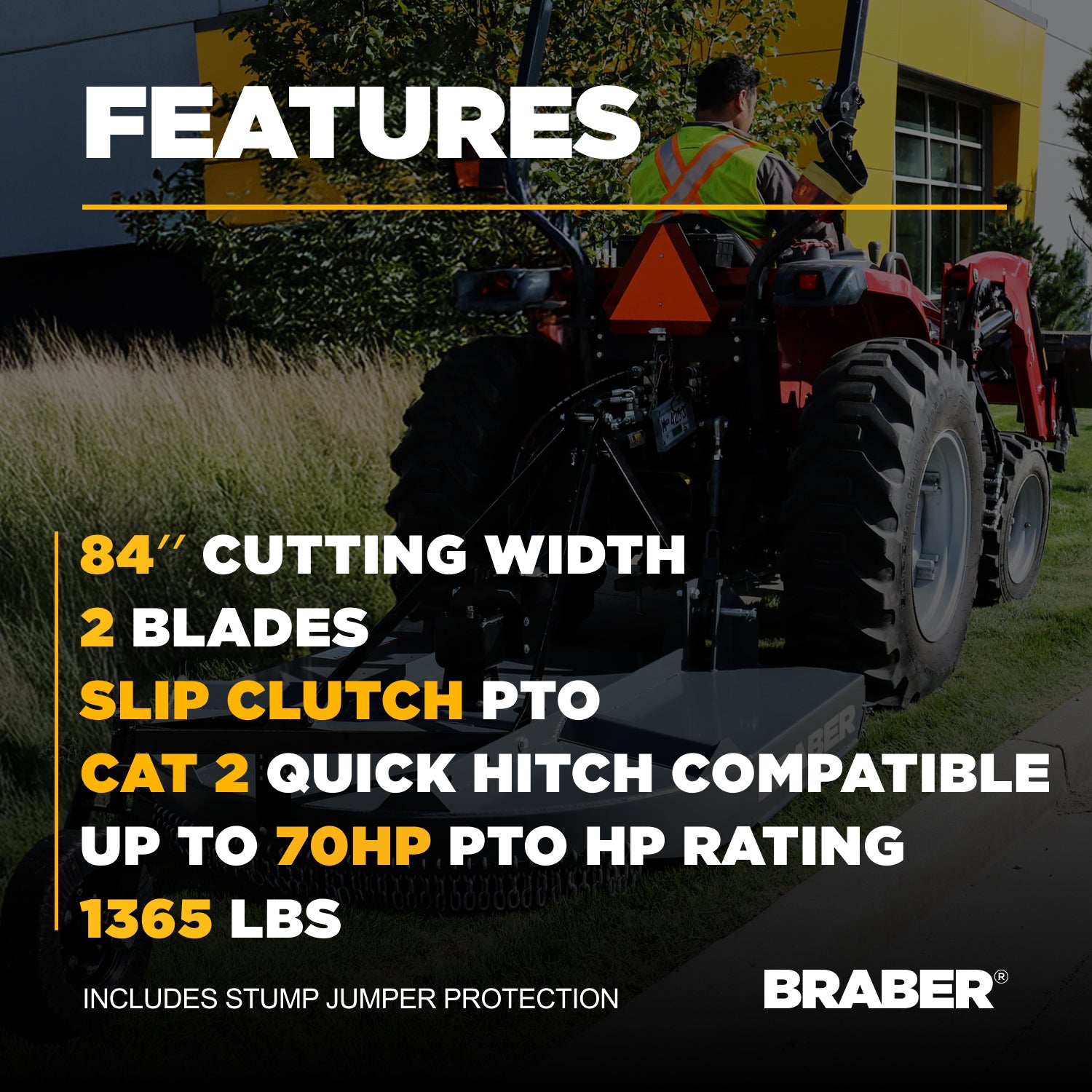 Heavy-Duty 3-Point PTO Rotary Cutter 7' up to 70 HP – BE-RC7HDG-4