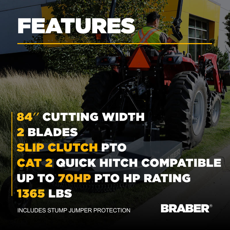 Heavy-Duty 3-Point PTO Rotary Cutter 7' up to 70 HP – BE-RC7HDG-zoom-
