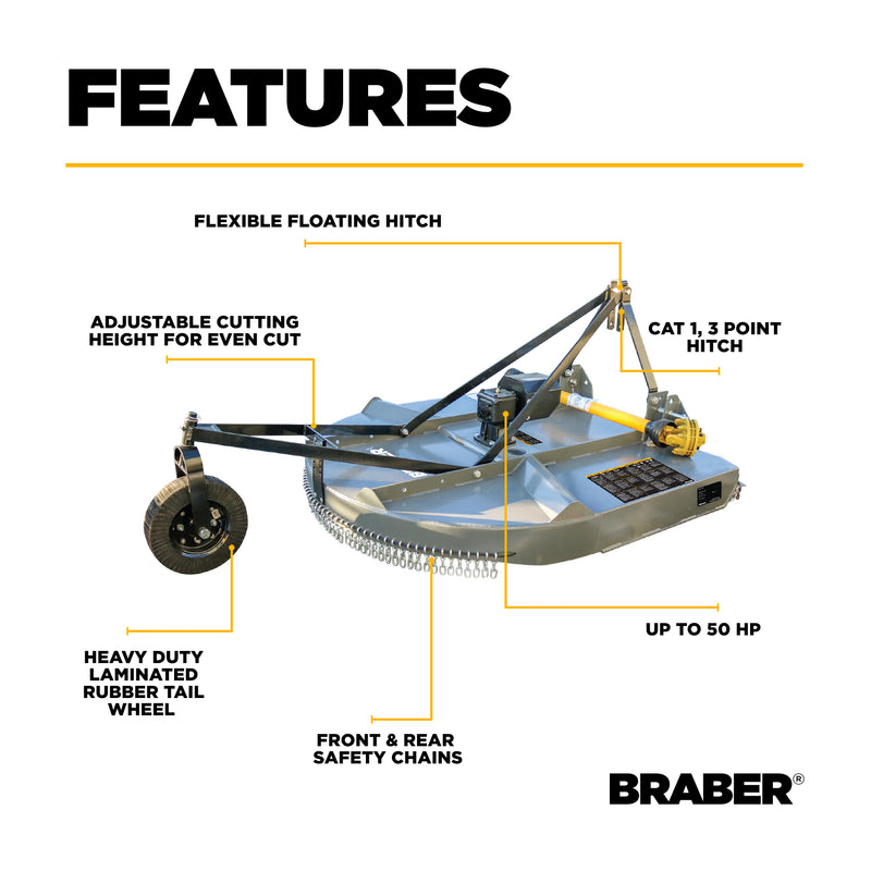 3-Point PTO Round-Back Rotary Cutter 5' 20/50 HP – BE-RCR500N-zoom-