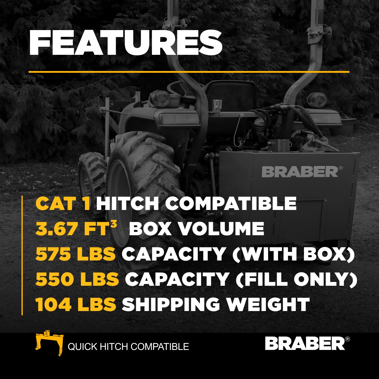 3-Point Rear Weight Box CAT 1 575 lb – BE-RWB1-zoom-4